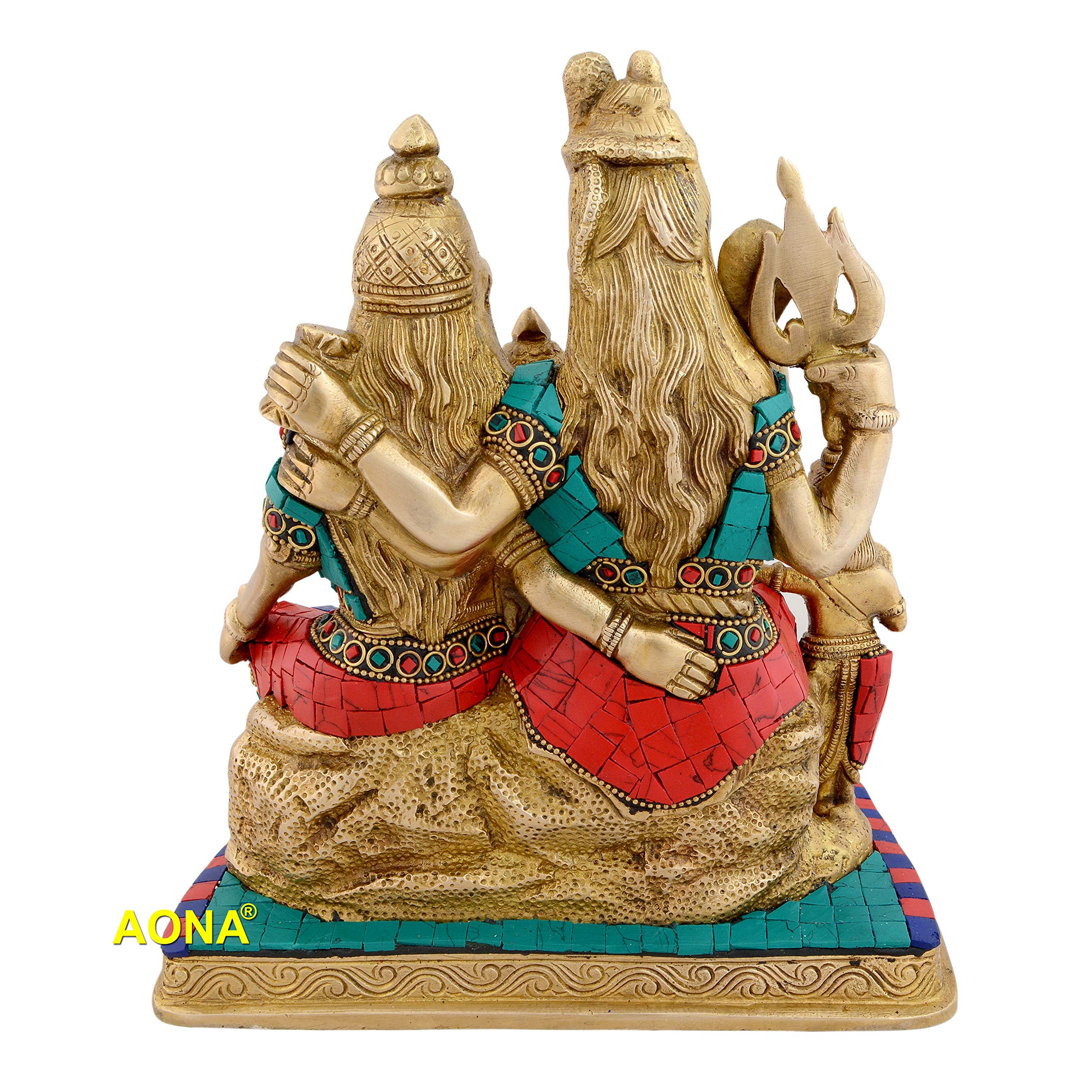 Aona Brass Shiva Parvati Shiv Parivar Bholenath Shankar Bhagwan Ganesh Family Murti Idol Statue Sculpture Multicolor Home Decor