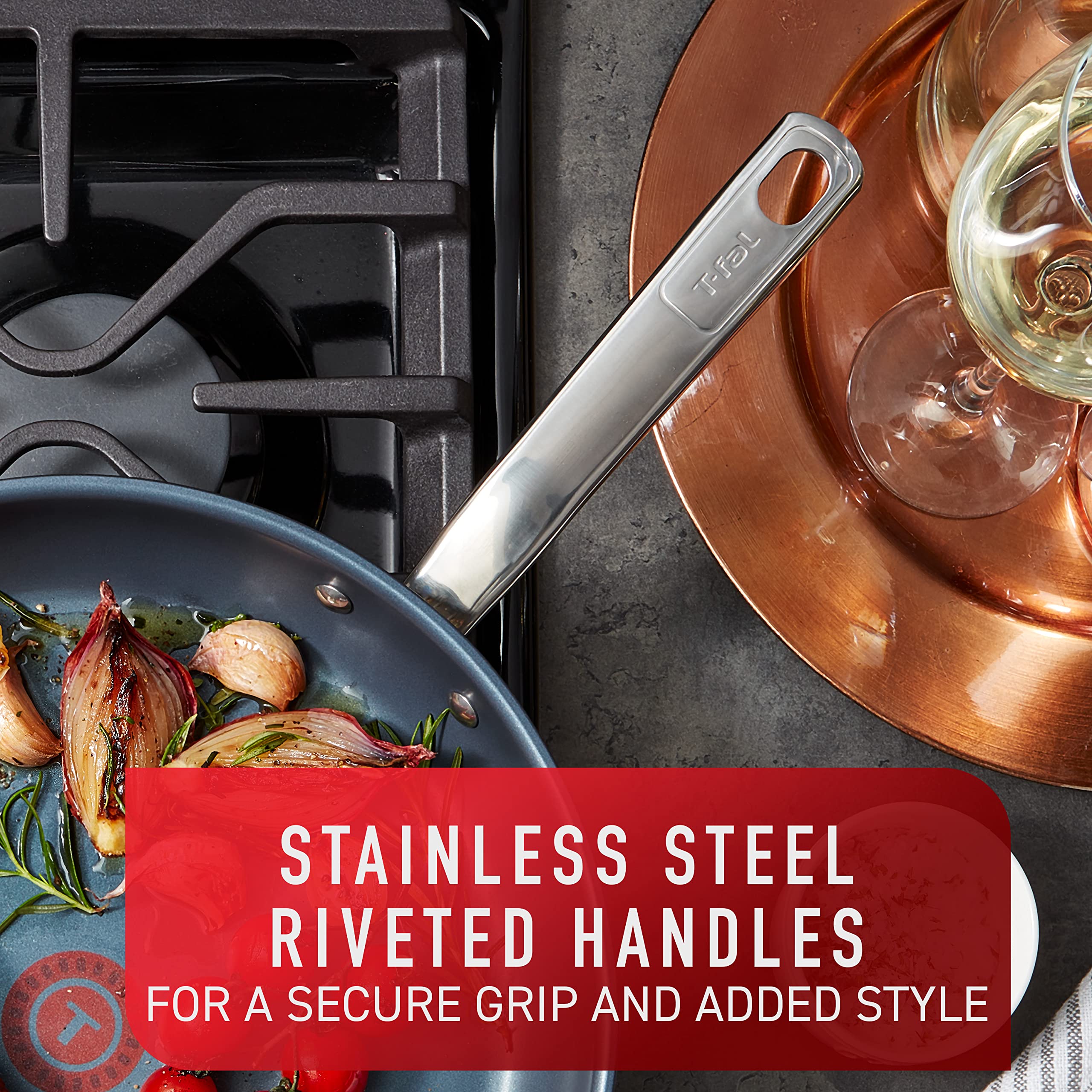 T-Fal 12-Inch Platinum Stainless Steel Fry Pan, Induction & Oven Safe, Dishwasher Safe, Silver, Model 32406067288