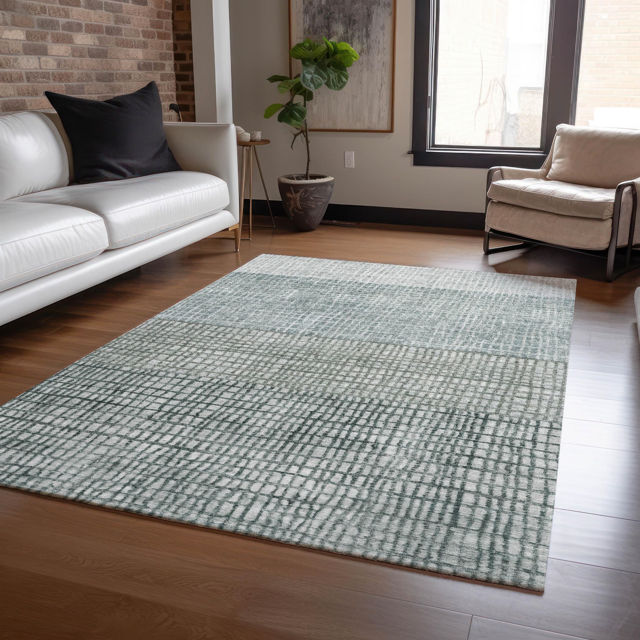 Machine Washable Indoor/Outdoor Chantille Aqua 10 x 14 Rug