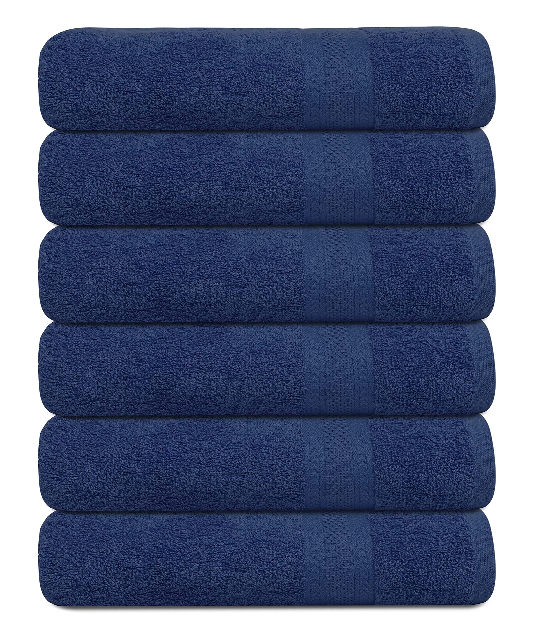 Texcraft Premium Bath Towel Set, 24 X 48 Pack Of 6 100% Cotton Terry Towels For Bathroom, Quick Dry, Highly Absorbent, Soft Feel