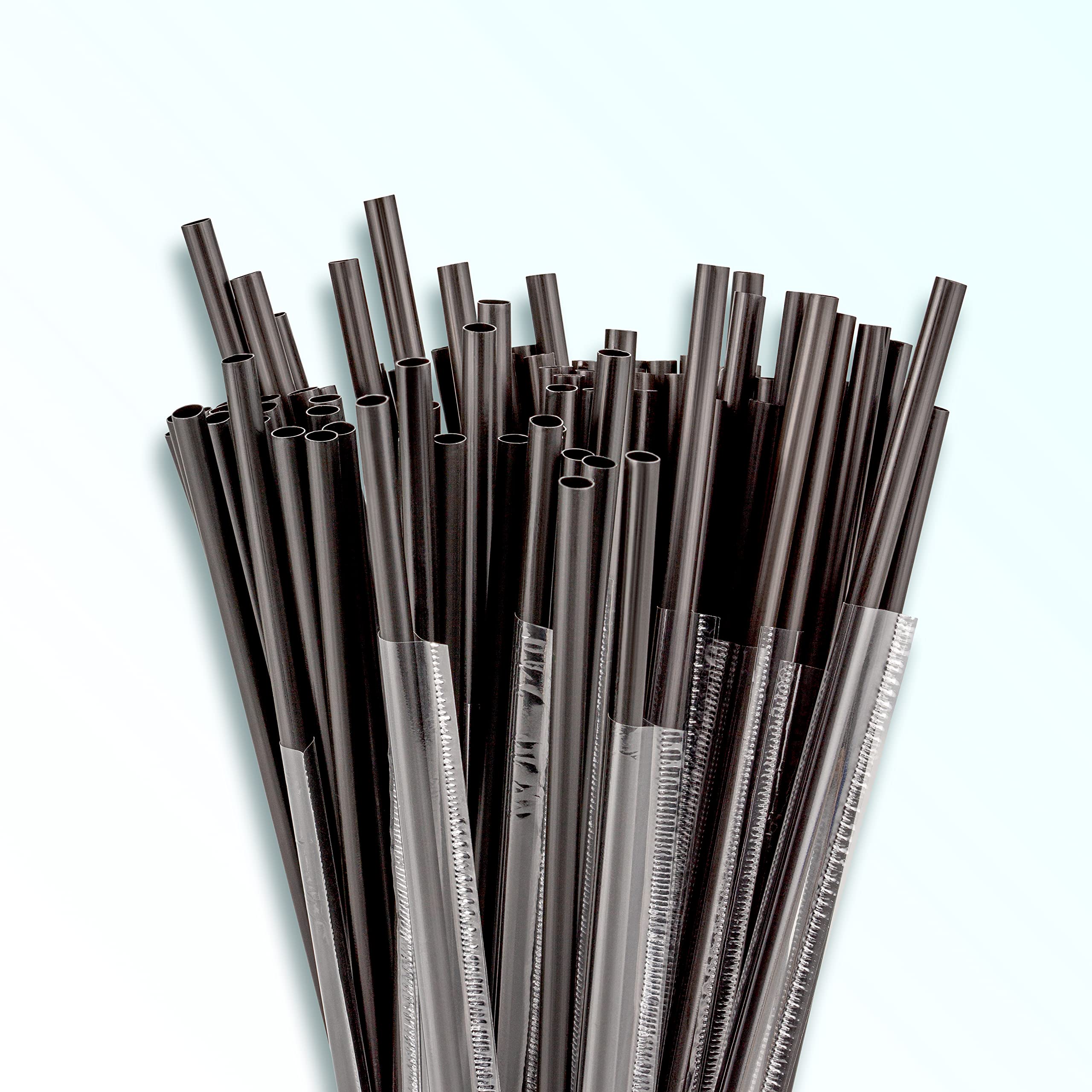 Durahome Plastic Stirrer Straws Individually Wrapped 1000 Pack, Black 5.75-Inch Sip Drinking Stir Sticks For Cocktails And Coffe