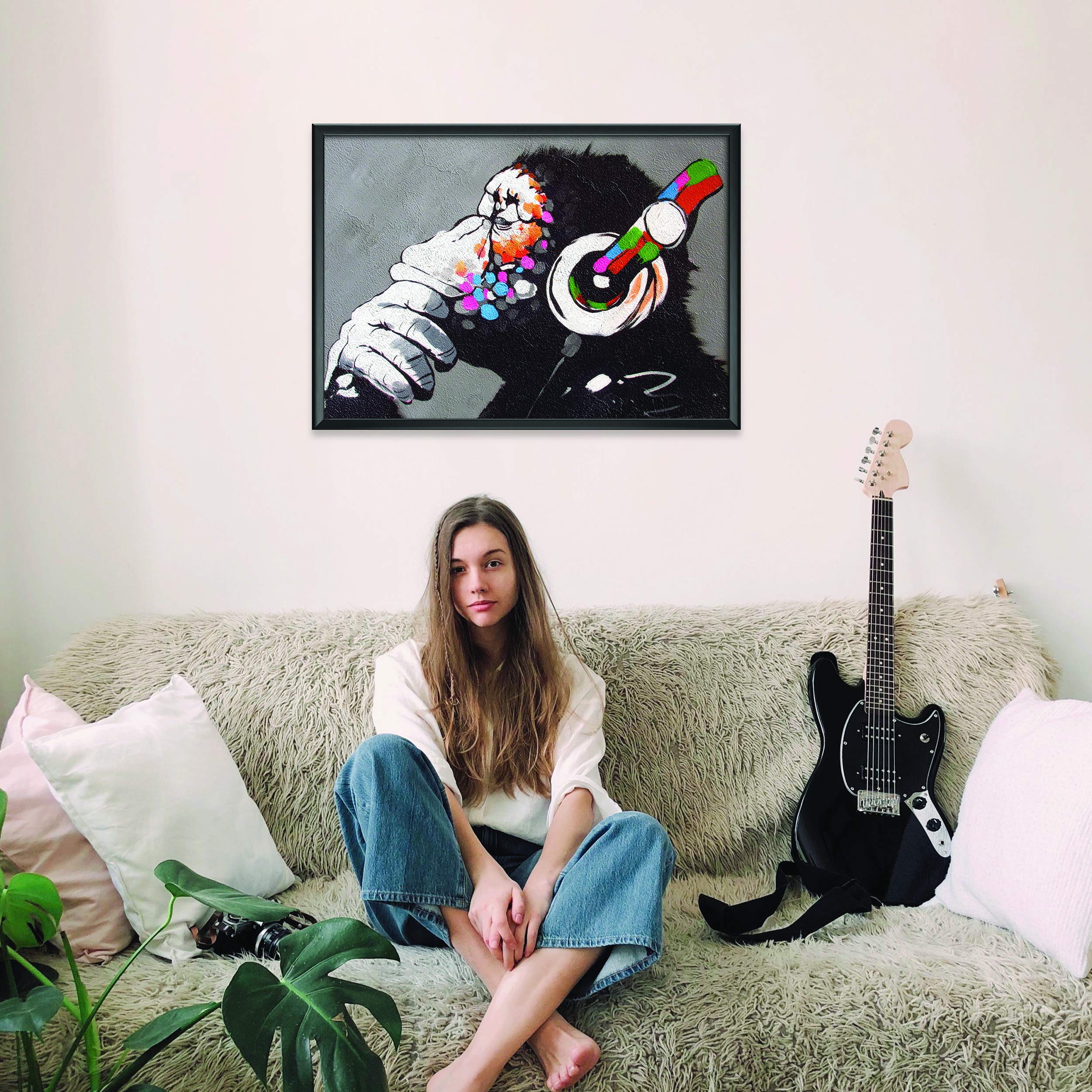 Banksy Monkey Graffiti Wall Art Poster For Guys - Gamer Room Music Decor - Cuadros De Pared De Sala Modernos Pare Decorativos -