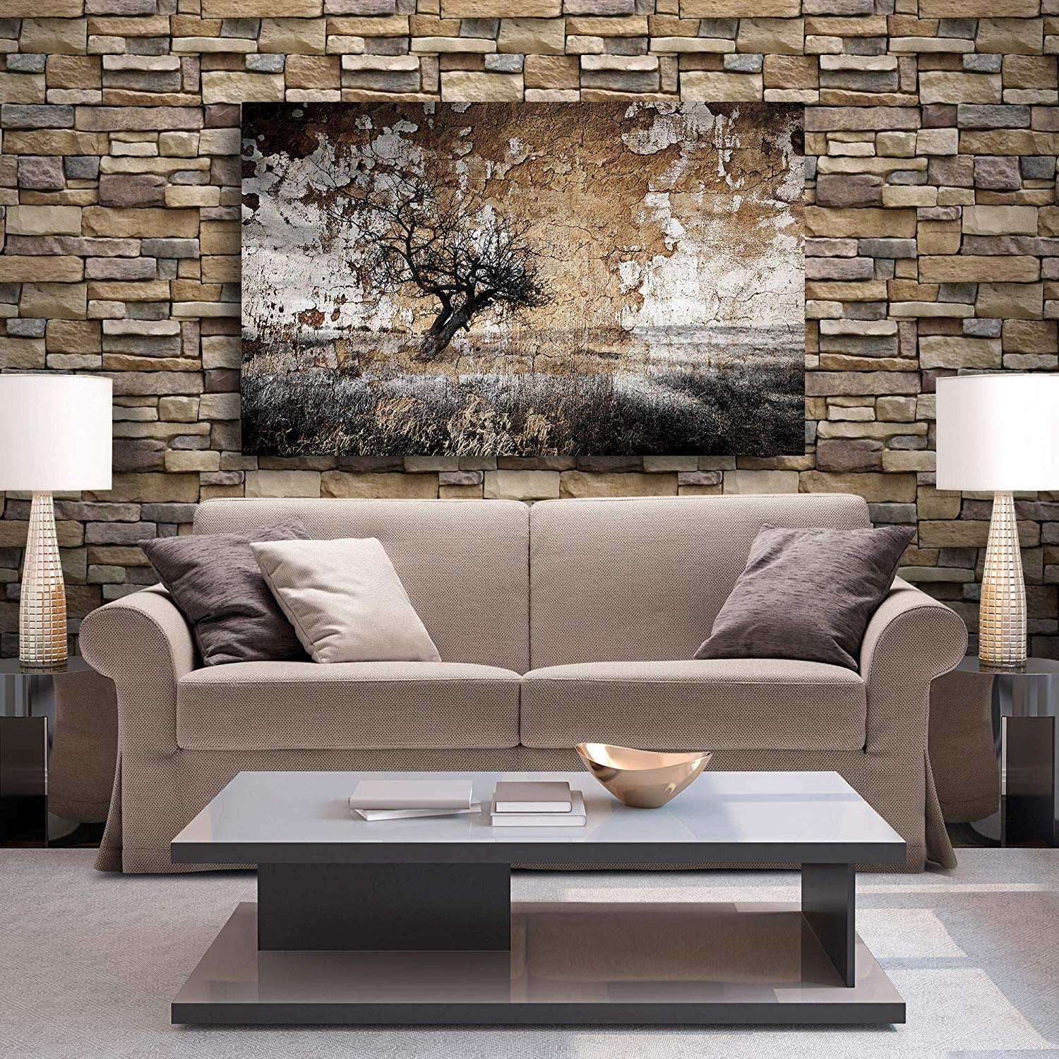 Wallgenics Modern Stone Style Rustic Effect 3D Wall Poster, Wallpaper, Wall Sticker, Pvc Self Adhesive Background Home Decor Sti