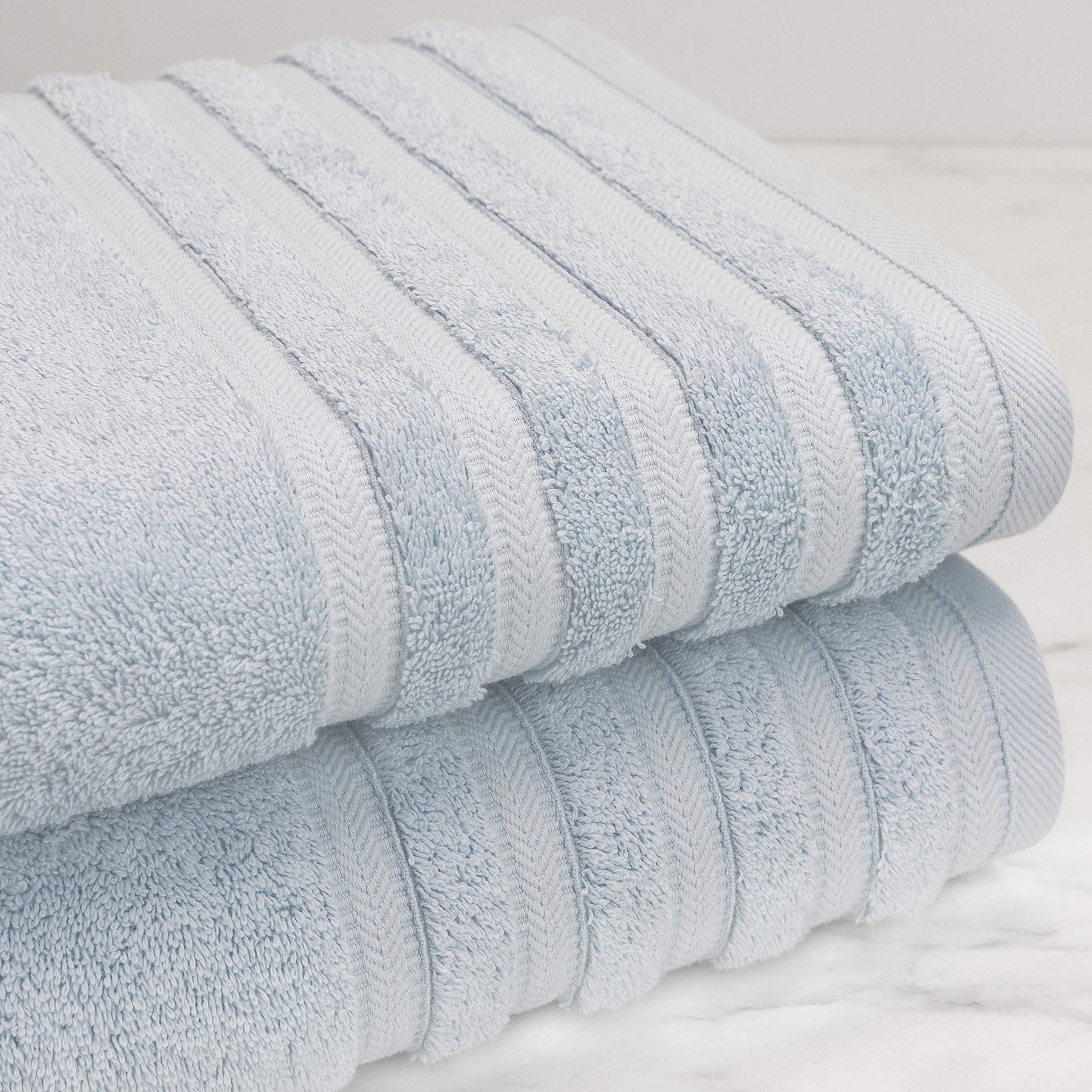 Baltic Linen Pure Elegance 100% Turkish Cotton Luxury Towel Set - 2 Bath Towels, 2 Hand Towels, 2 Washcloths Light Blue 6-Piece-