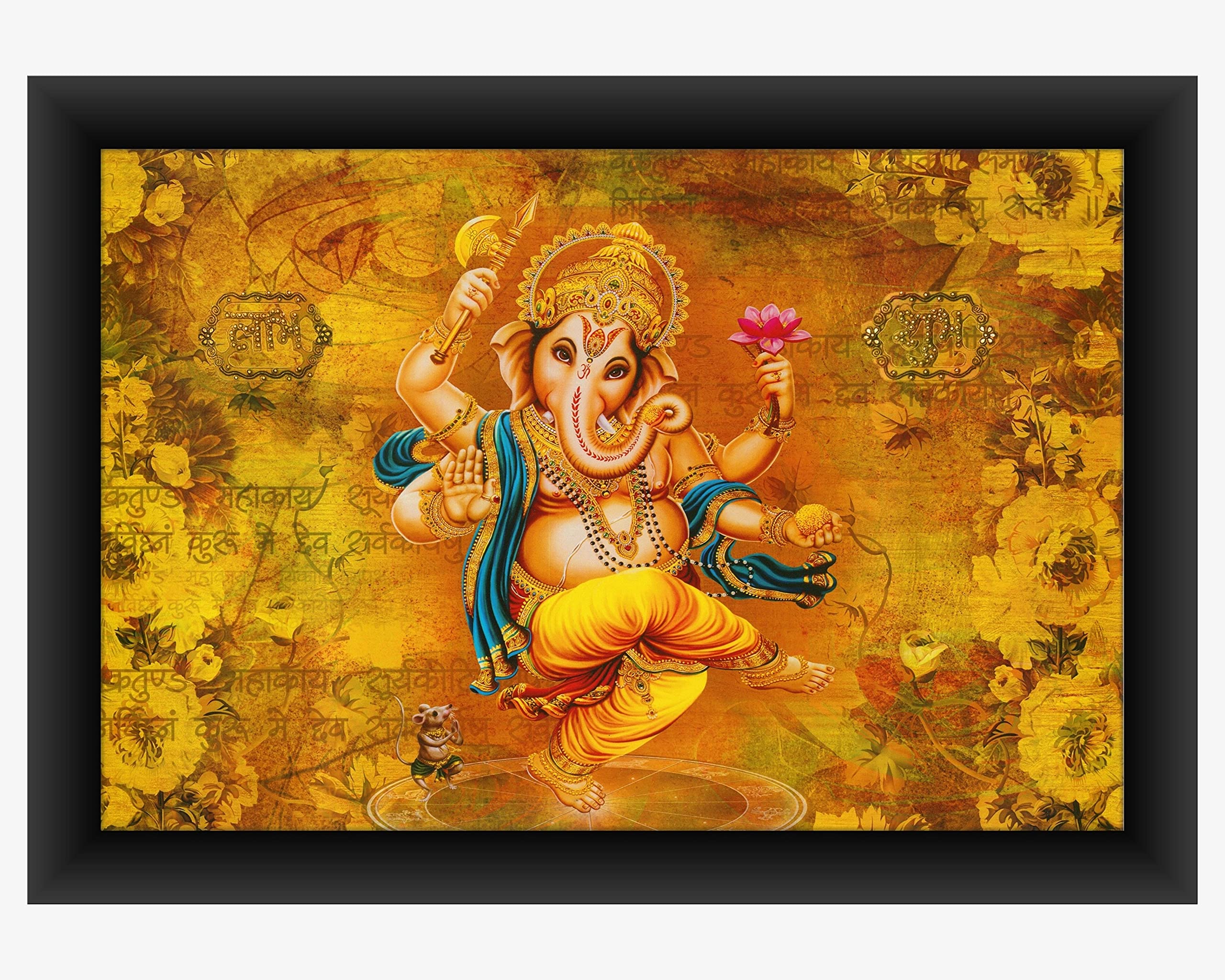 Poylaamo, Ganesh Ji Painting Ganesha Framed 14 * 20 inches Wall Painting for Living Room, Bedroom. (GA31)