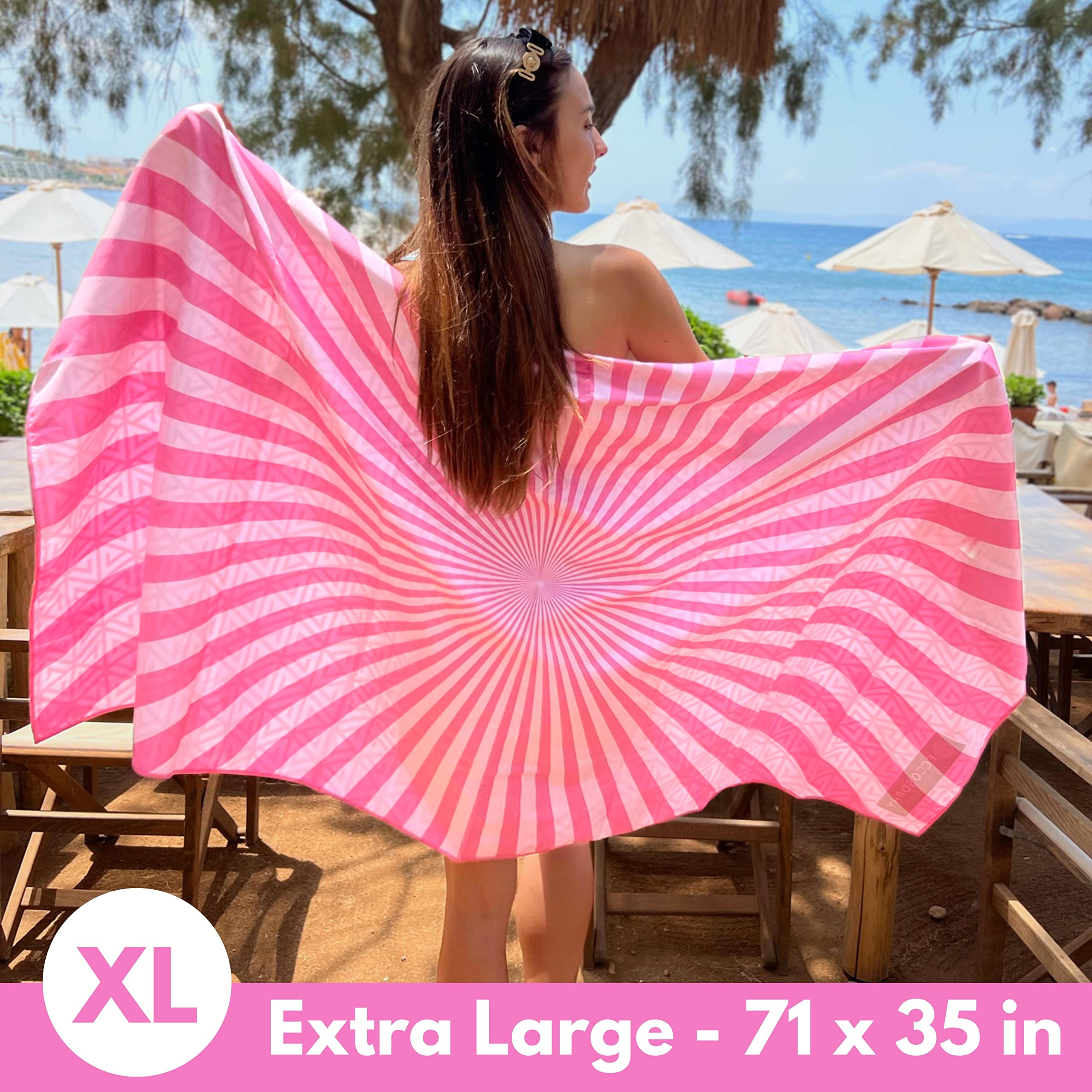 Eccosophy Microfiber Beach Towel -Sand Free Towels Are Quick Dry, Light Weight, Super Absorbent-Perfect Pool, Travel, Cruise, Ca