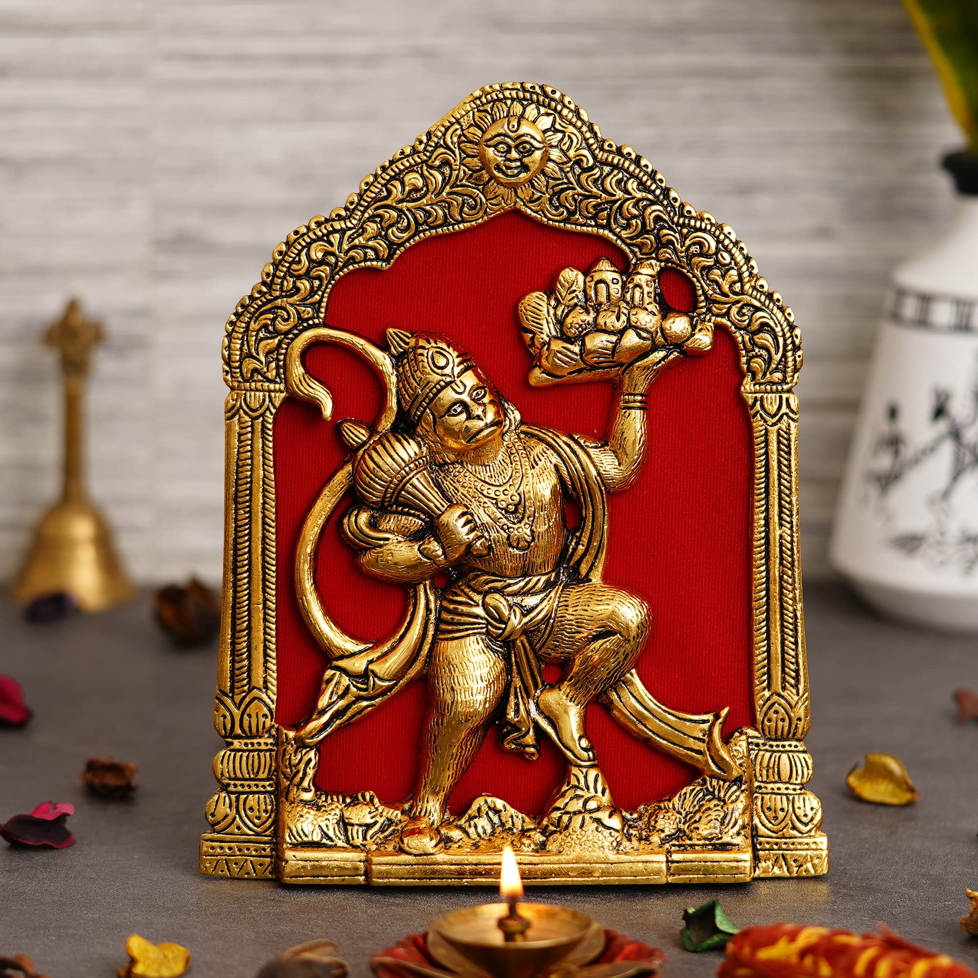 Jaipurcrafts Metal Lord Hanuman Idol Statue For Home And Office Decor | Hanuman Ji Bajrang Bali Ki Murti For Home And Office Tem