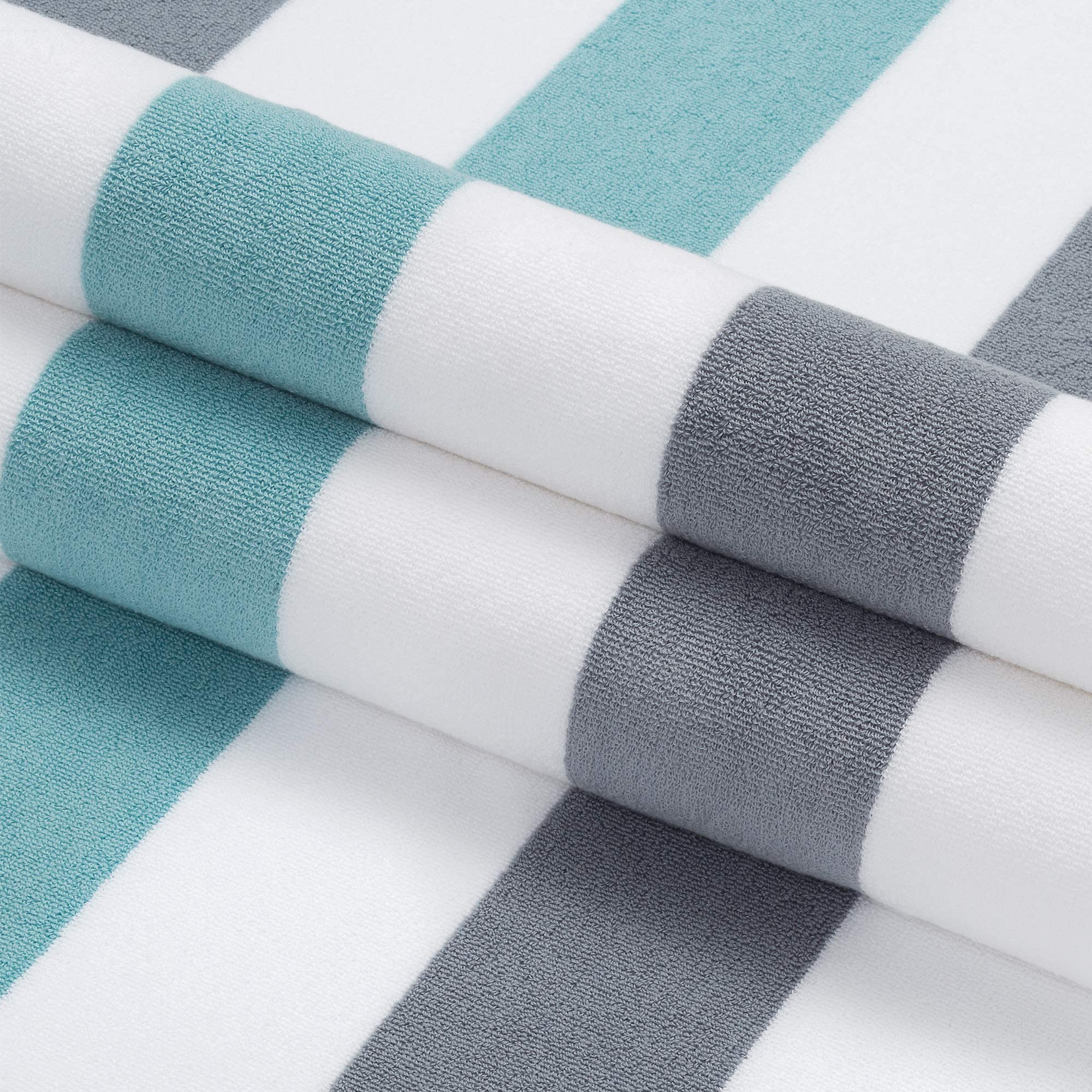 Laguna Beach Textile Co. Striped Cabana Beach Towel - Oversized  Plush 630 GSM Cotton - Stone Gray and Sea Glass Green