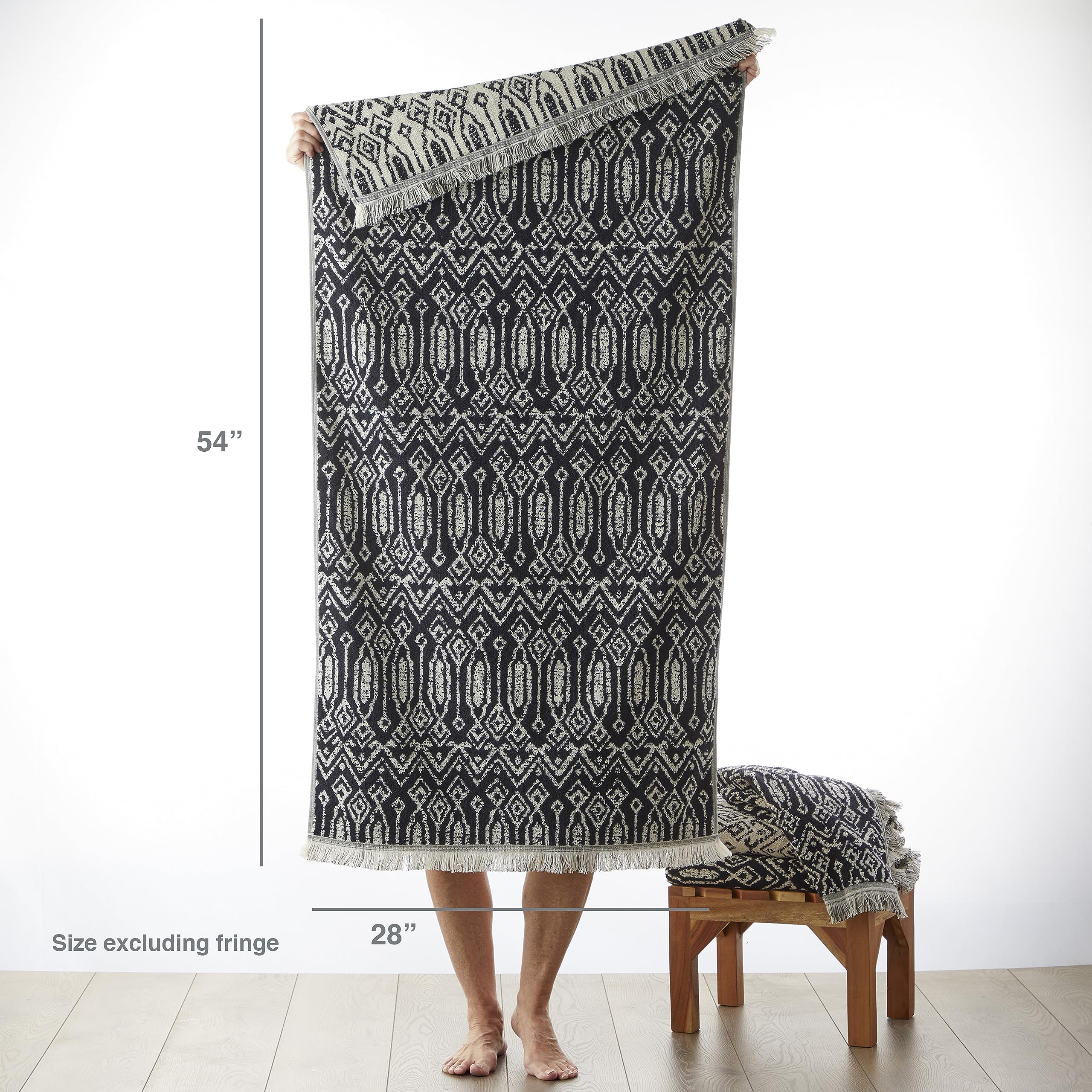 Skl Home Nador 2 Bath, 2 Hand Towel Set, Black