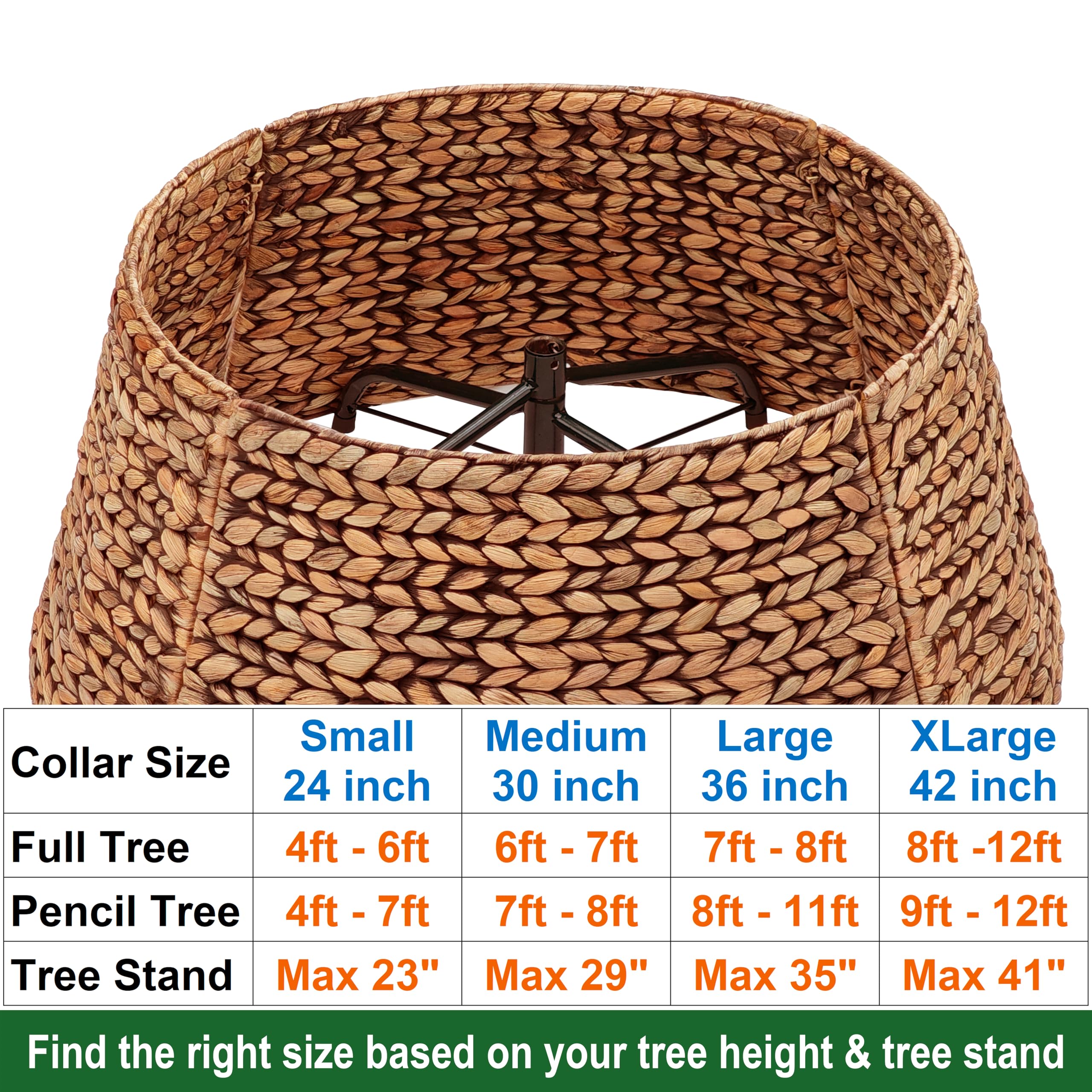 CENBOSS Rattan Christmas Tree Collar, Wicker Tree Skirt & Stand Base Cover (Brown Wash, 42 inch)