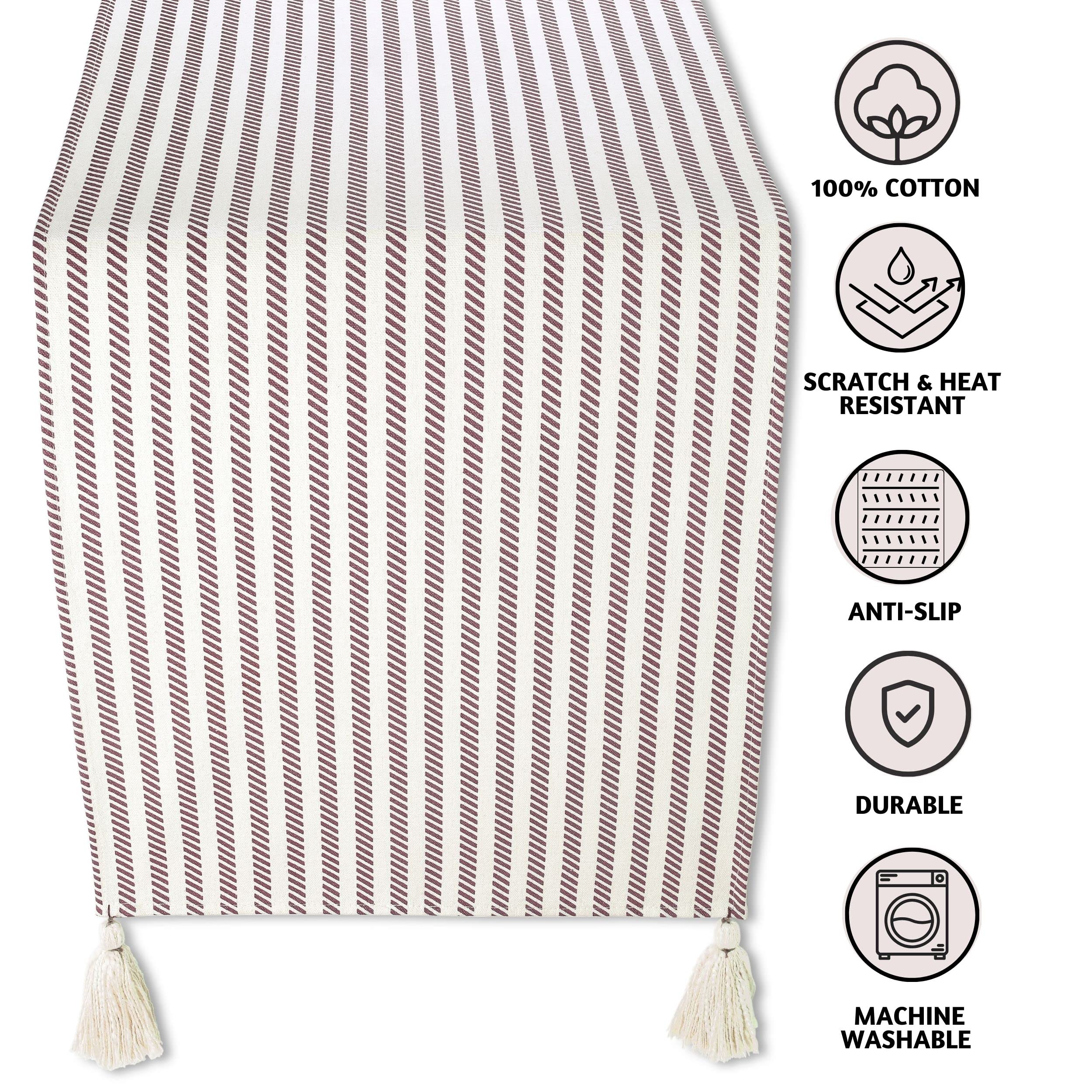 Folkulture Table Runner 90 Inches Long With Tassels For Table Decorations, 100% Cotton Farmhouse Style Table Runner For Table De