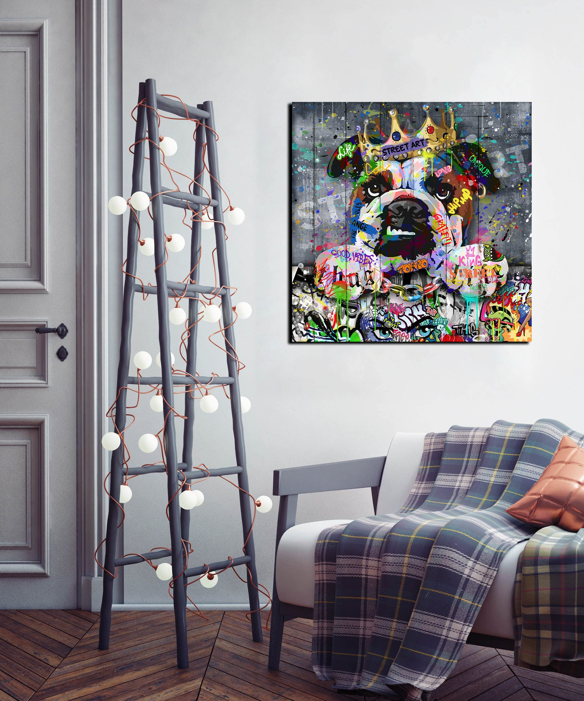 Banksy Wall-Art For Office - Framed Wall Art For Living Room - Large Abstract Wall Decor Ready To Hang Size 30''X 30''