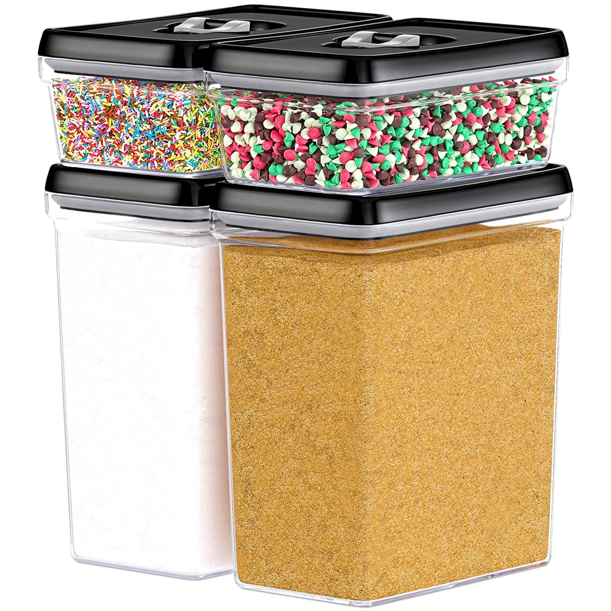 Dwllza Kitchen Large Airtight Food Storage Containers - Clear Plastic Bulk Food Pantry & Kitchen Storage Containers For Flour, S