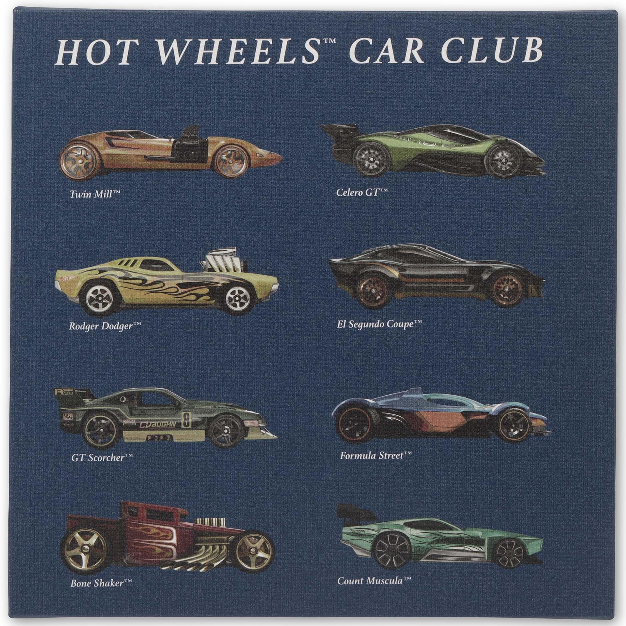 Open Road Brands Mattel Hot Wheels Car Club Gallery Wrapped Canvas Wall Art - Classic Hot Wheels Wall Decor for Home