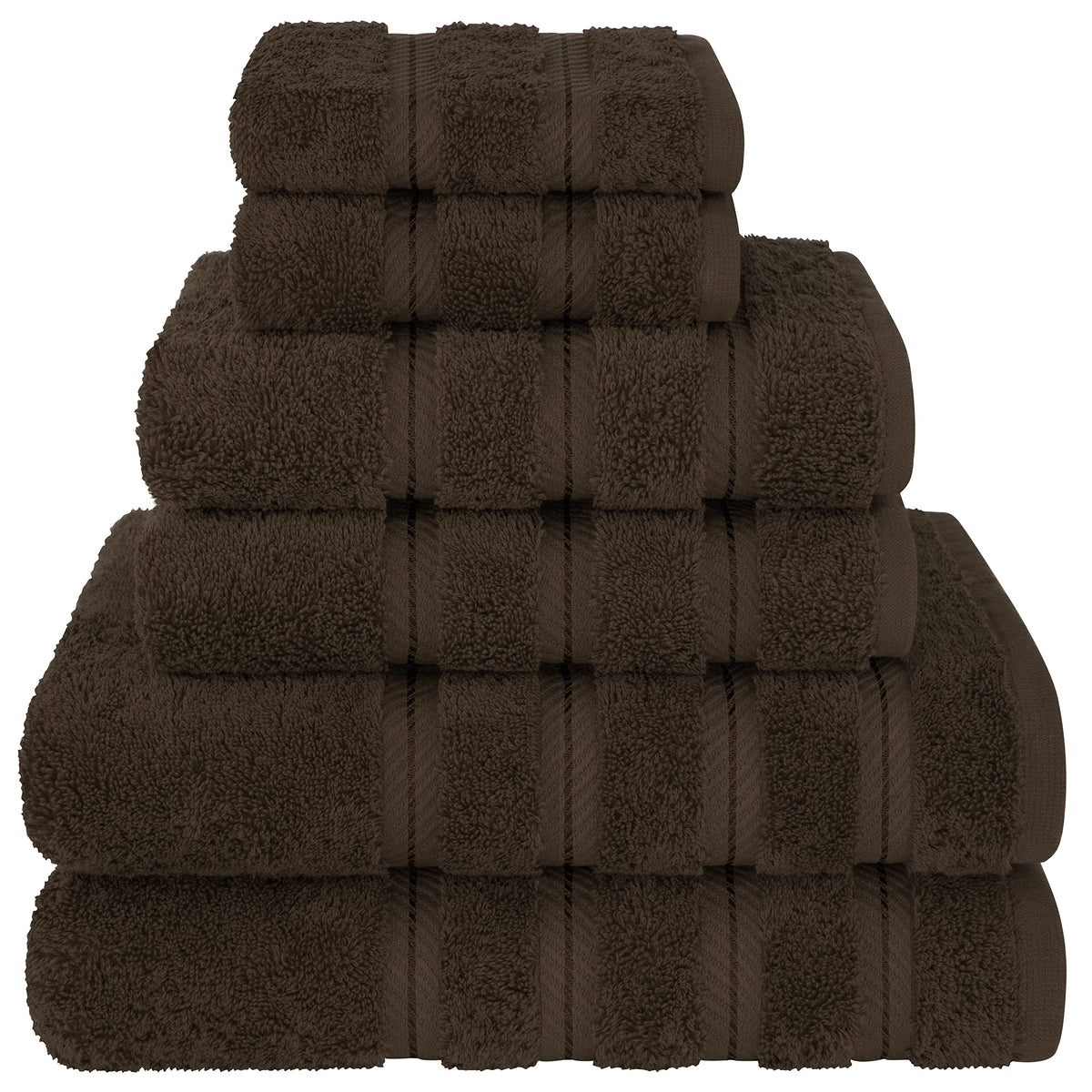 American Soft Linen 6 Piece Towel Set, 2 Bath Towels 2 Hand Towels 2 Washcloths, 100% Turkish Cotton Towels For Bathroom, Brown