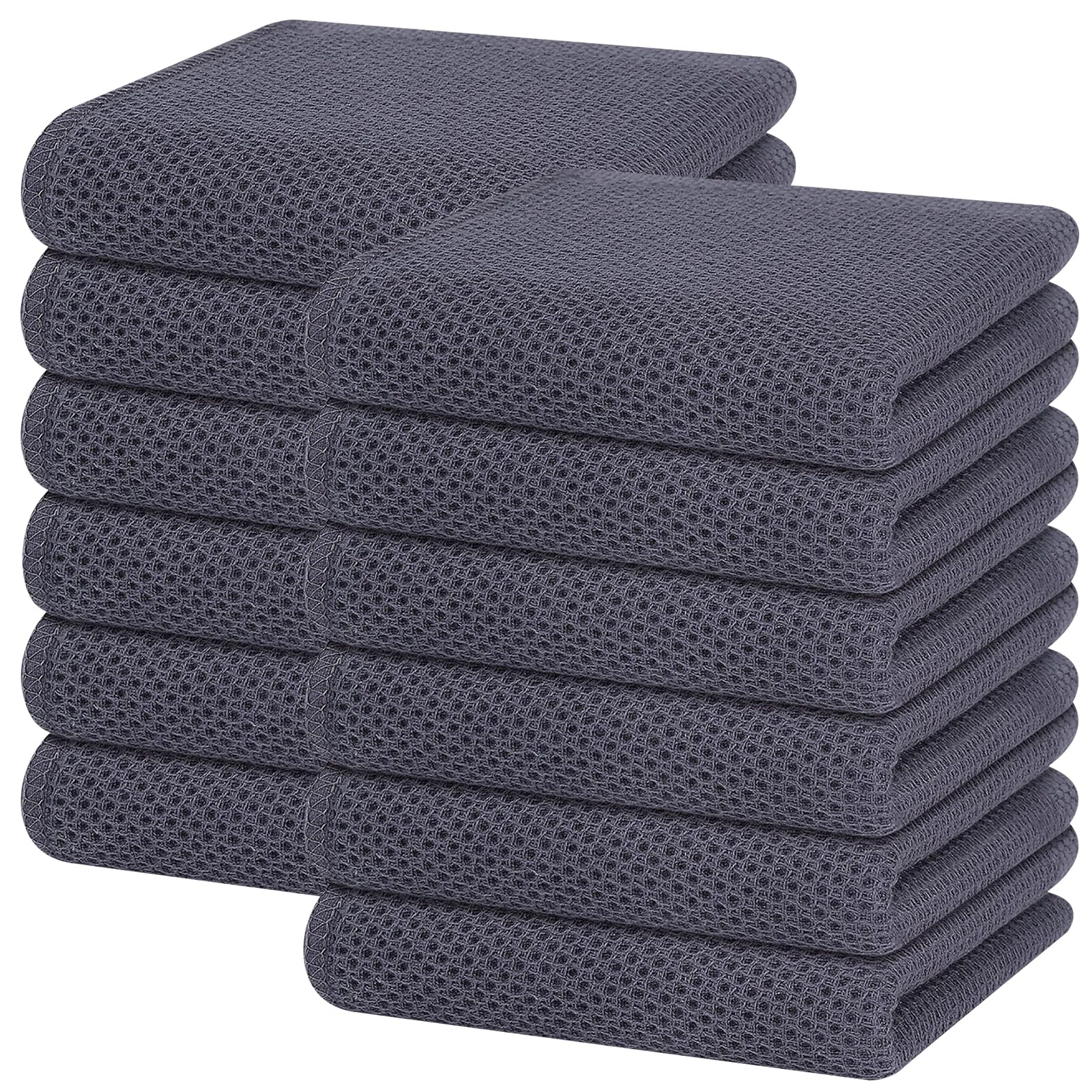 Homaxy 100% Cotton Waffle Weave Kitchen Dish Towels, Ultra Soft Absorbent Quick Drying Cleaning Towel, 13 x 28 Inches, 12-Pack, 