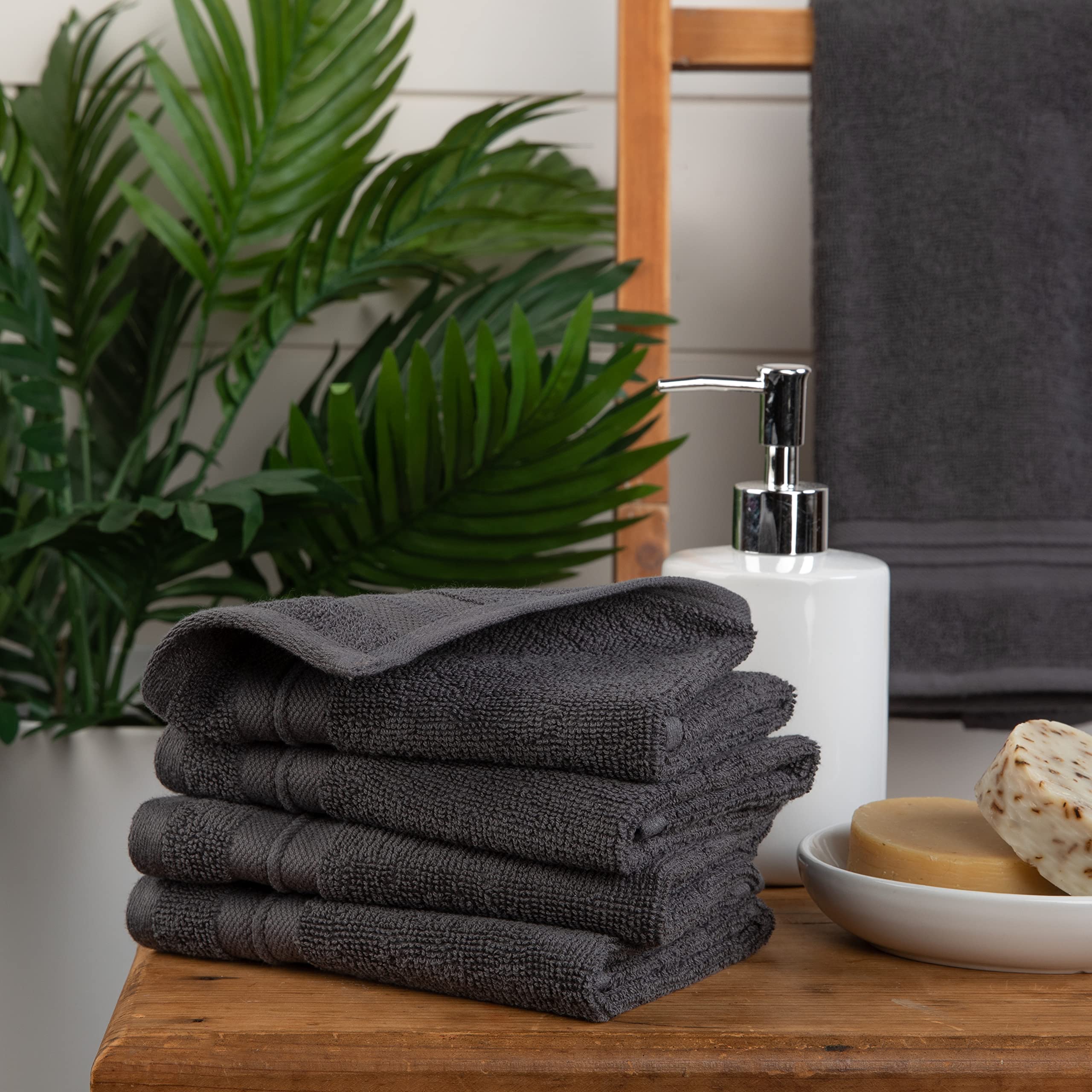 Washcloths Set 100% Cotton Gray, Oeko-Tex Terry Cotton, Soft And Absorbent Wash Cloths For Your Body, Face Towel For Washing Fac