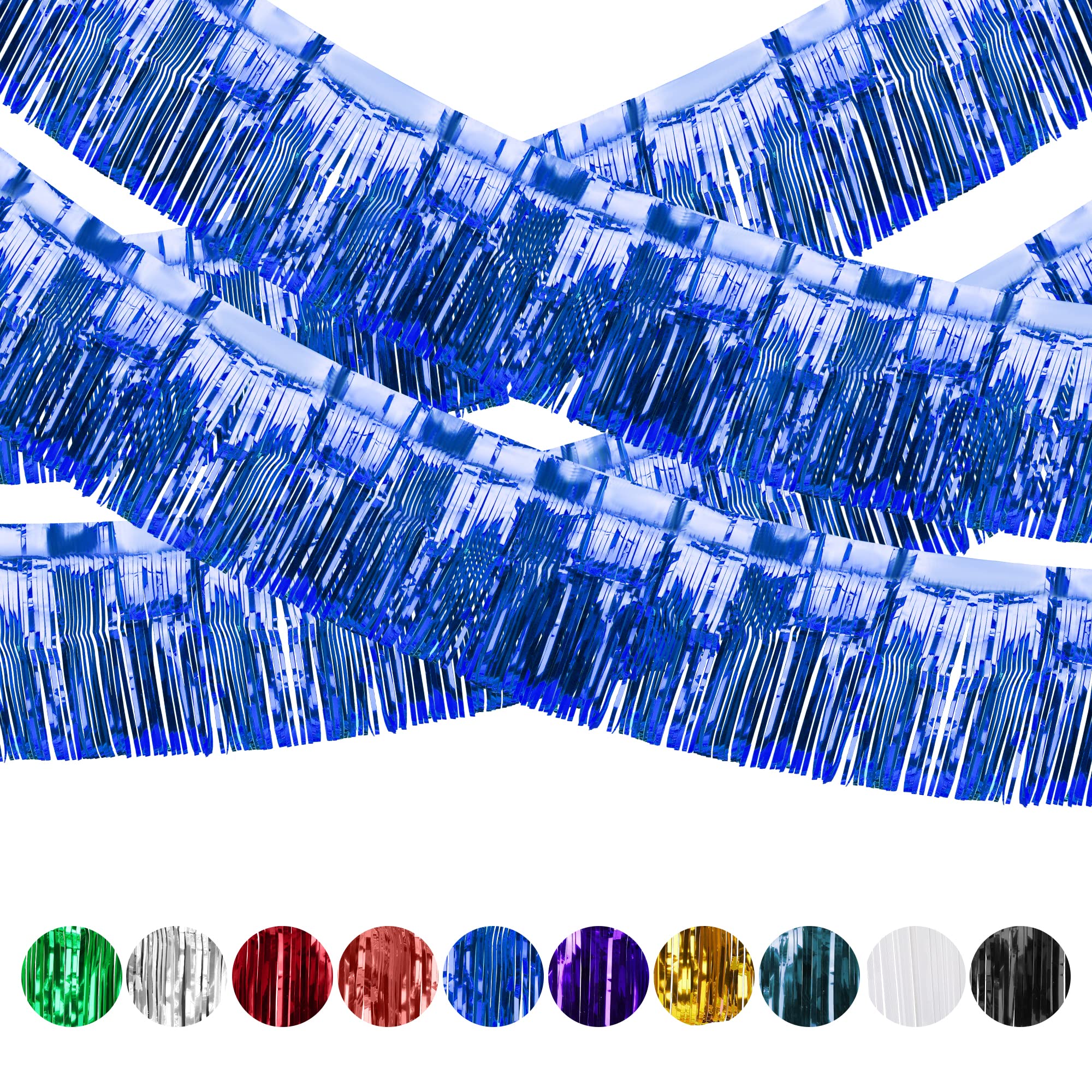 4 Pack Iridescent Float Fringe Curtains, Metallic Foil Fringe Garland Shiny Tassel Foil Float Parade Float Decorations For Trail