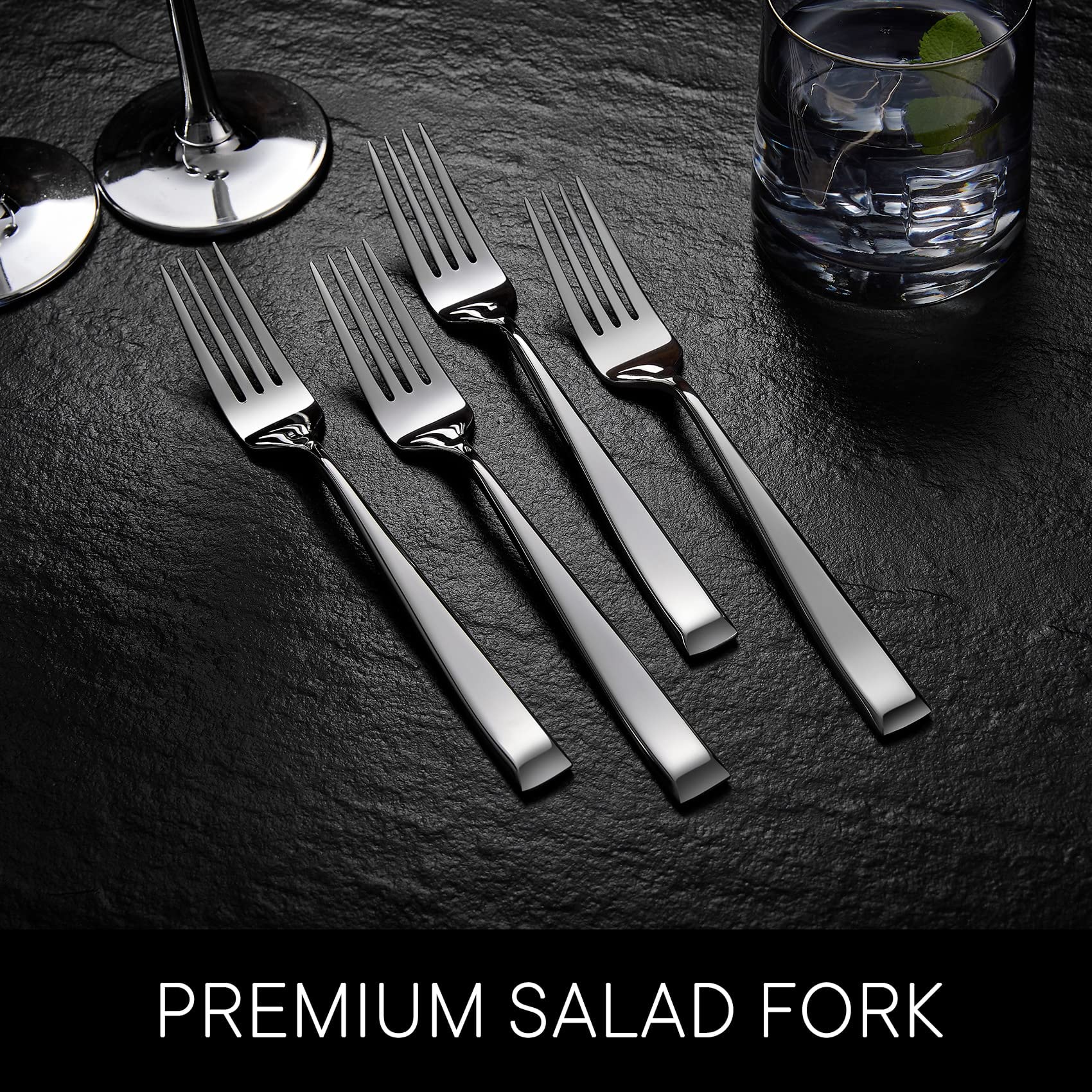 Royalrose Alexander Fine Forks, Set Of 4, 18/10 Stainless Steel, Well Made, Dishwasher Safe, Heavy Duty Fork (7.3'' Salad Fork)