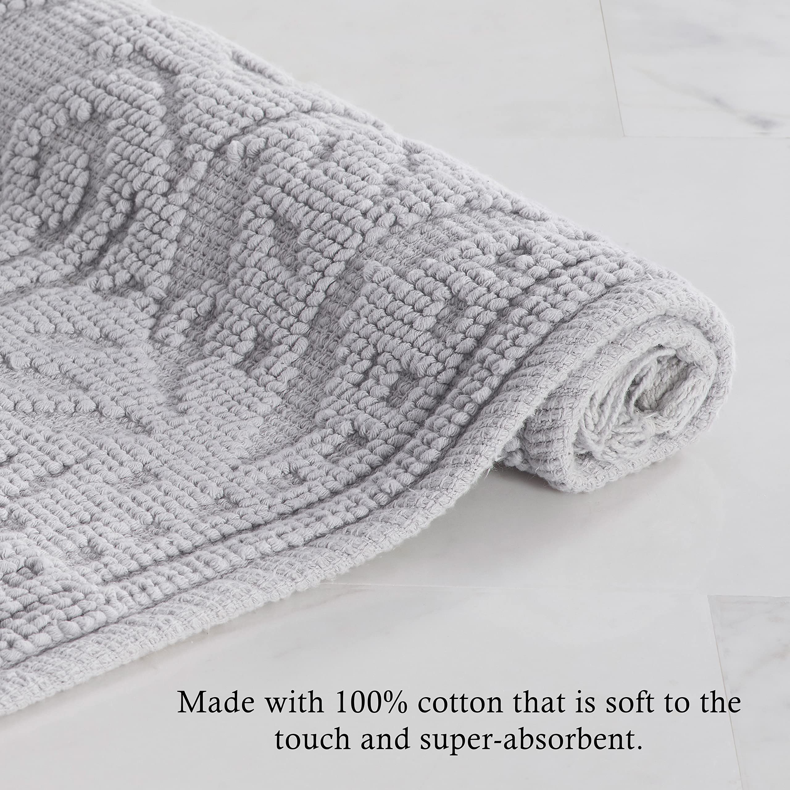 Jean Pierre - Ricardo Bath Mat, Woven Fringe Bathroom Rugs, 100% Cotton, Premium Bathroom Decor - Measures 27'' X 52'' - Light G