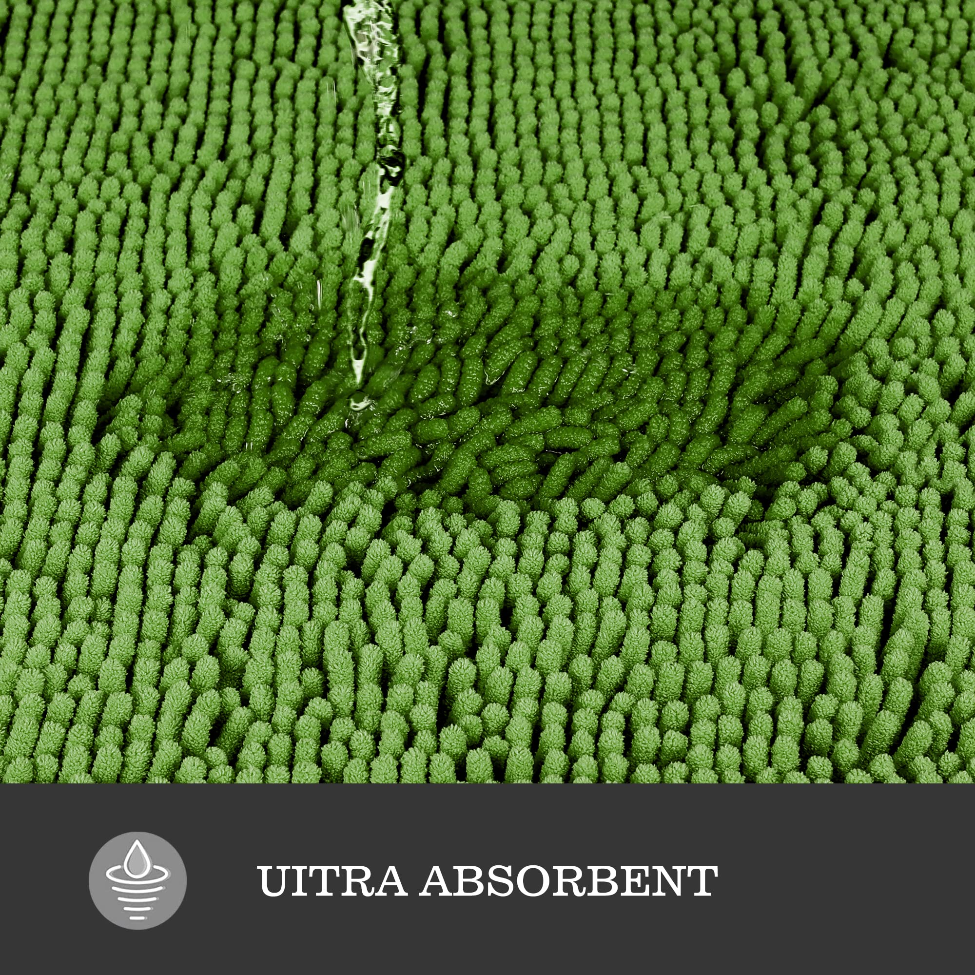 Yeaban Forest Green 47 X 17 Bathroom Rug - Thick Chenille Bath Mats | Absorbent And Washable Bath Rug Non-Slip, Plush And Soft R