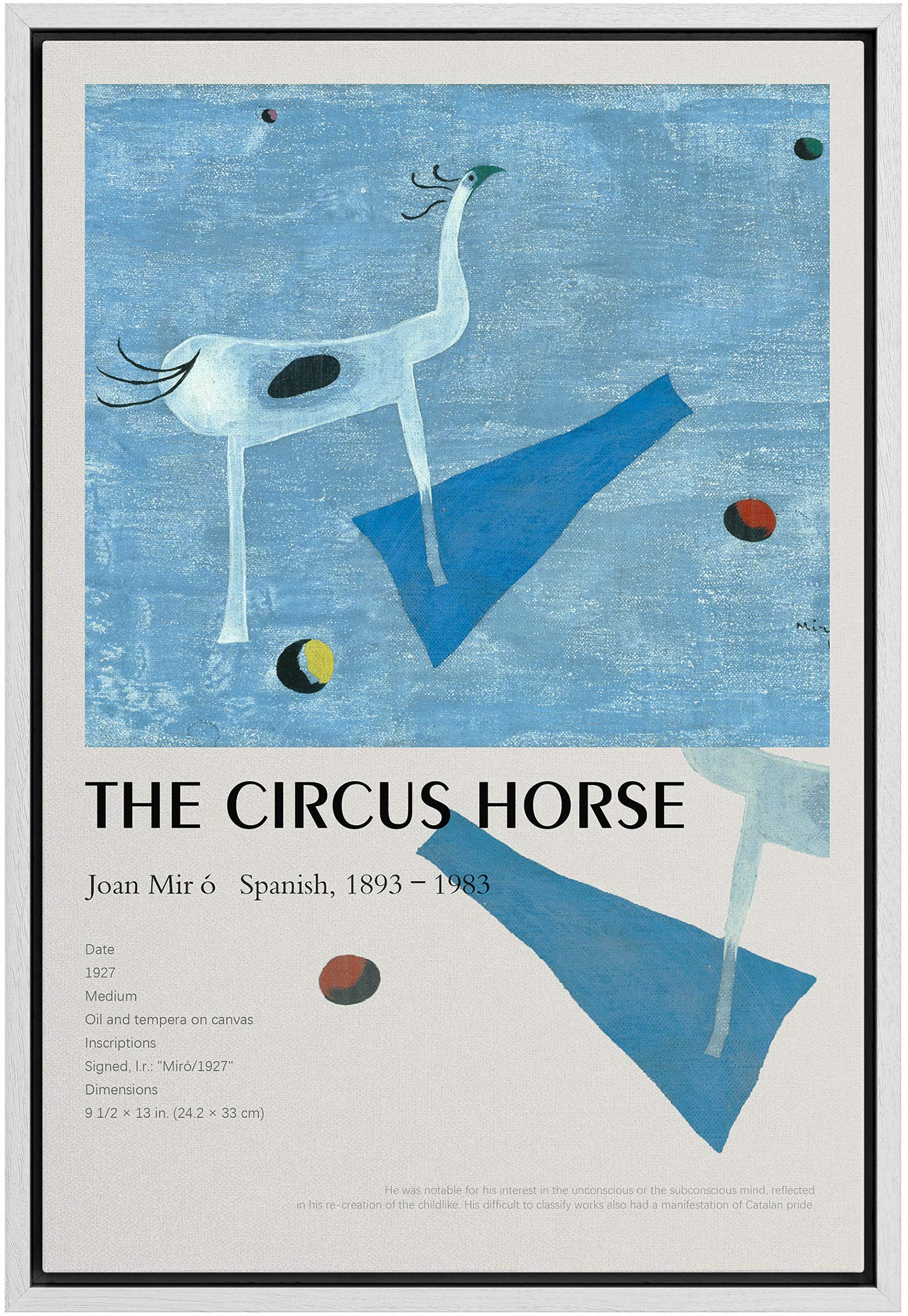 Idea4Wall Framed Canvas Print Wall Art The Circus Horse Master Artist Joan Miro Nature Wilderness Oil Painting Impressionism Tra