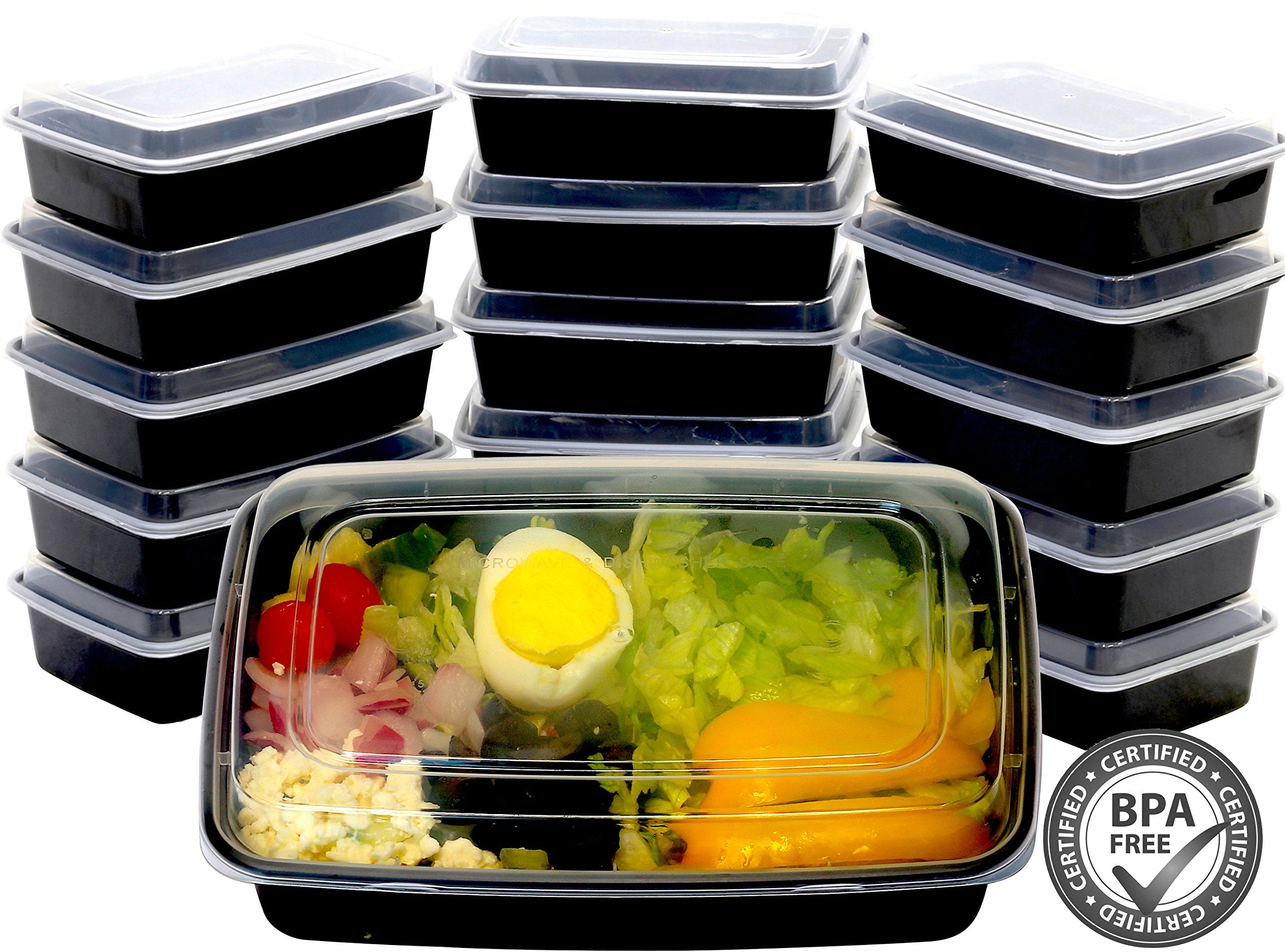 Simple Houseware 16 Pack 28 oz 1-Compartment Reusable Meal Prep Container, BPA-Free Stackable Bento Box - Microwave, Freezer & D