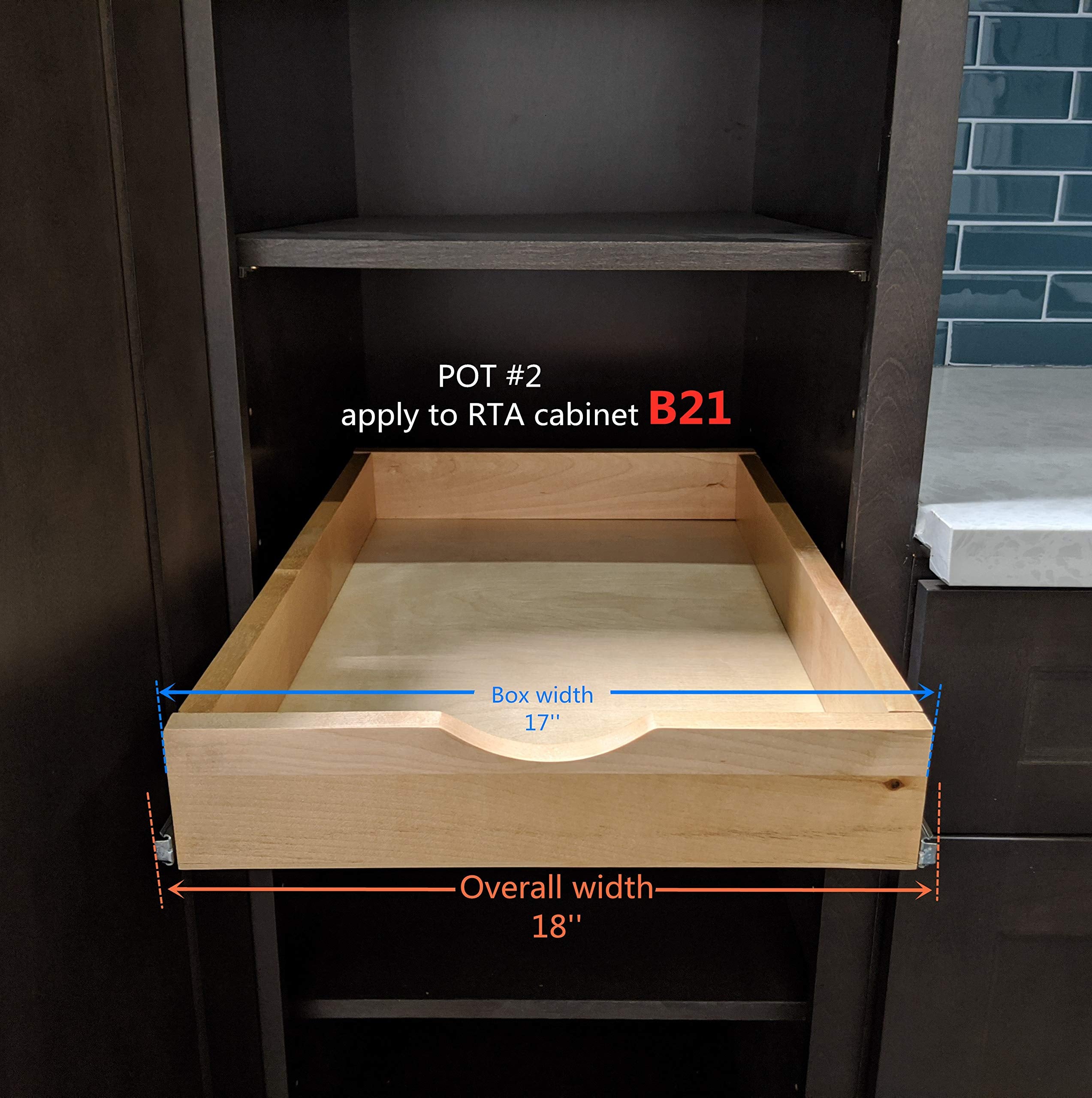 17'' Width Pull Out Drawer Garbage Drawer Roll Out Tray Wood Pull Out Drawer Box Kitchen Cabinet Organizer Cabinet Slide Out She