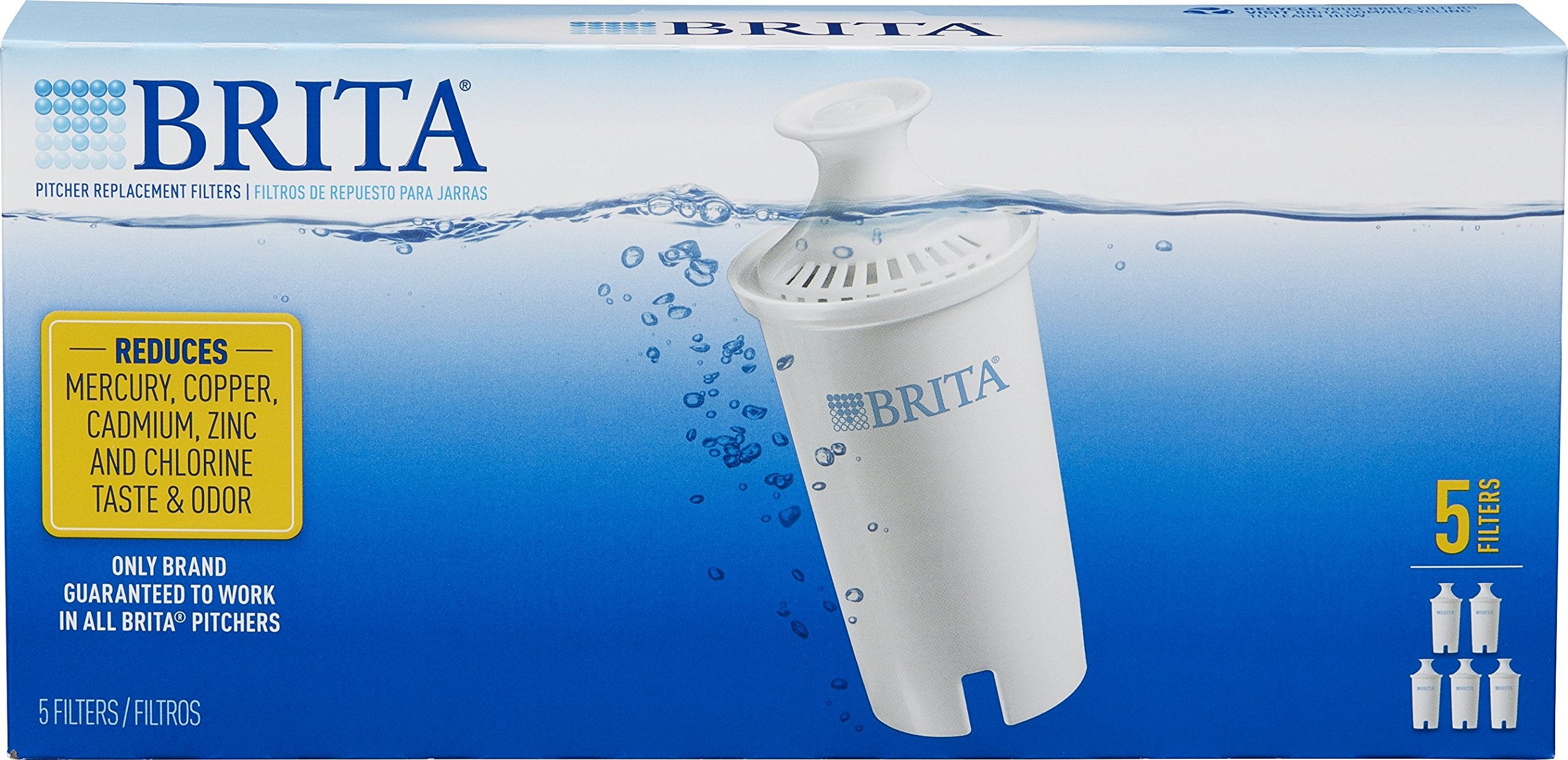 Brita Standard Water Filter, Standard Replacement Filters For Pitchers And Dispensers, Bpa Free - 5 Count