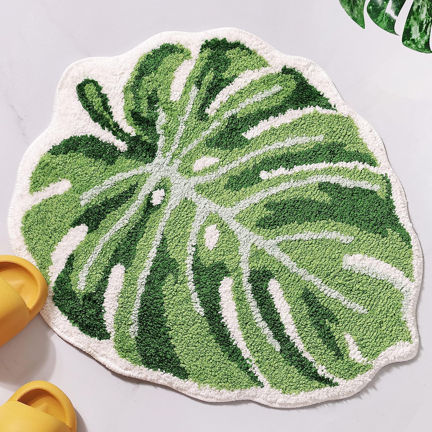 Roseate Big Leaf Super Soft Anti Skid (40X60 Cm) Super Absorbent Mats Microfibre 2000 Gsm Bath Mat For Bedroom/Kitchen/Door Mat/