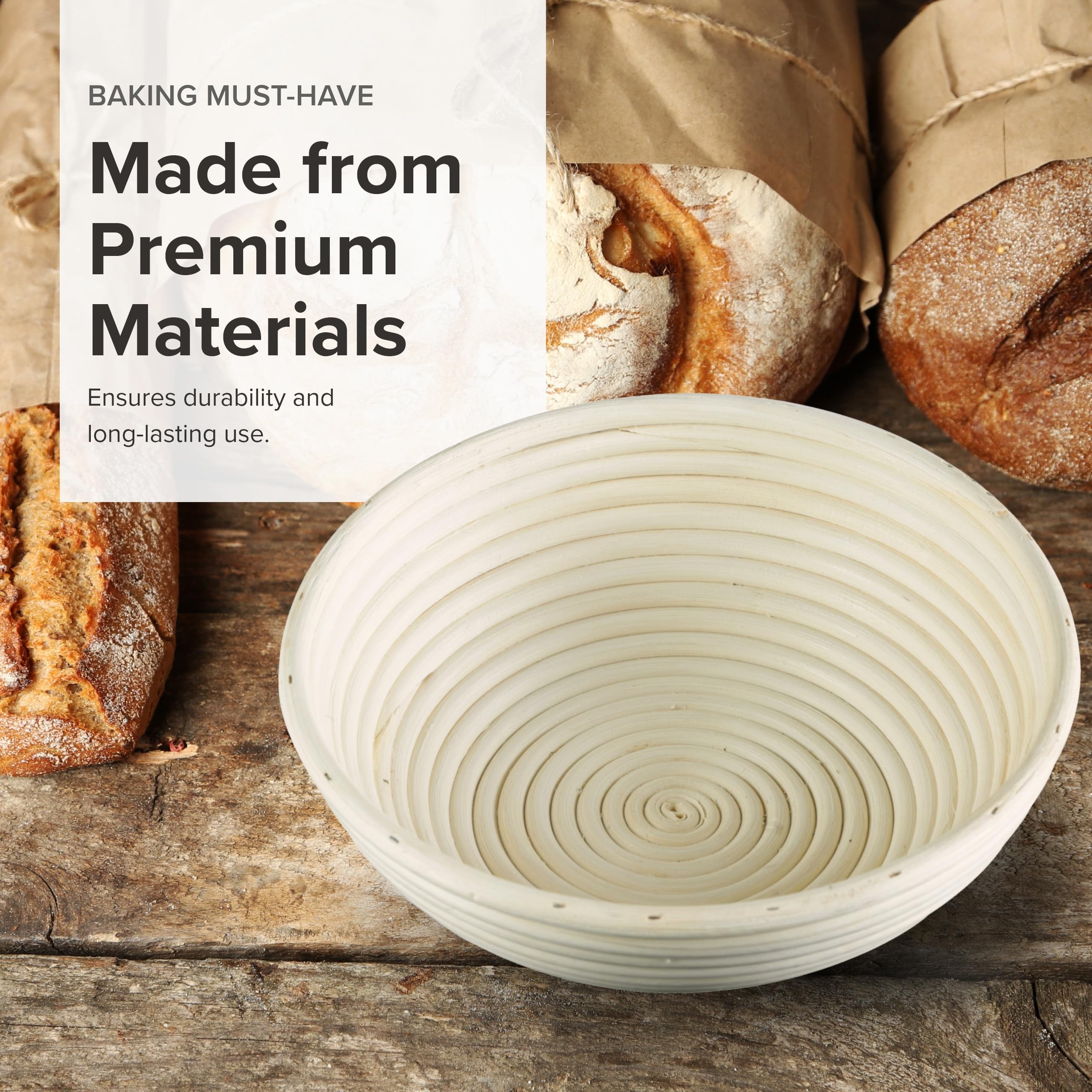Frieling Round Proofing Basket, Brotform Bread Rising Banneton And Serving Basket, 10-Inch
