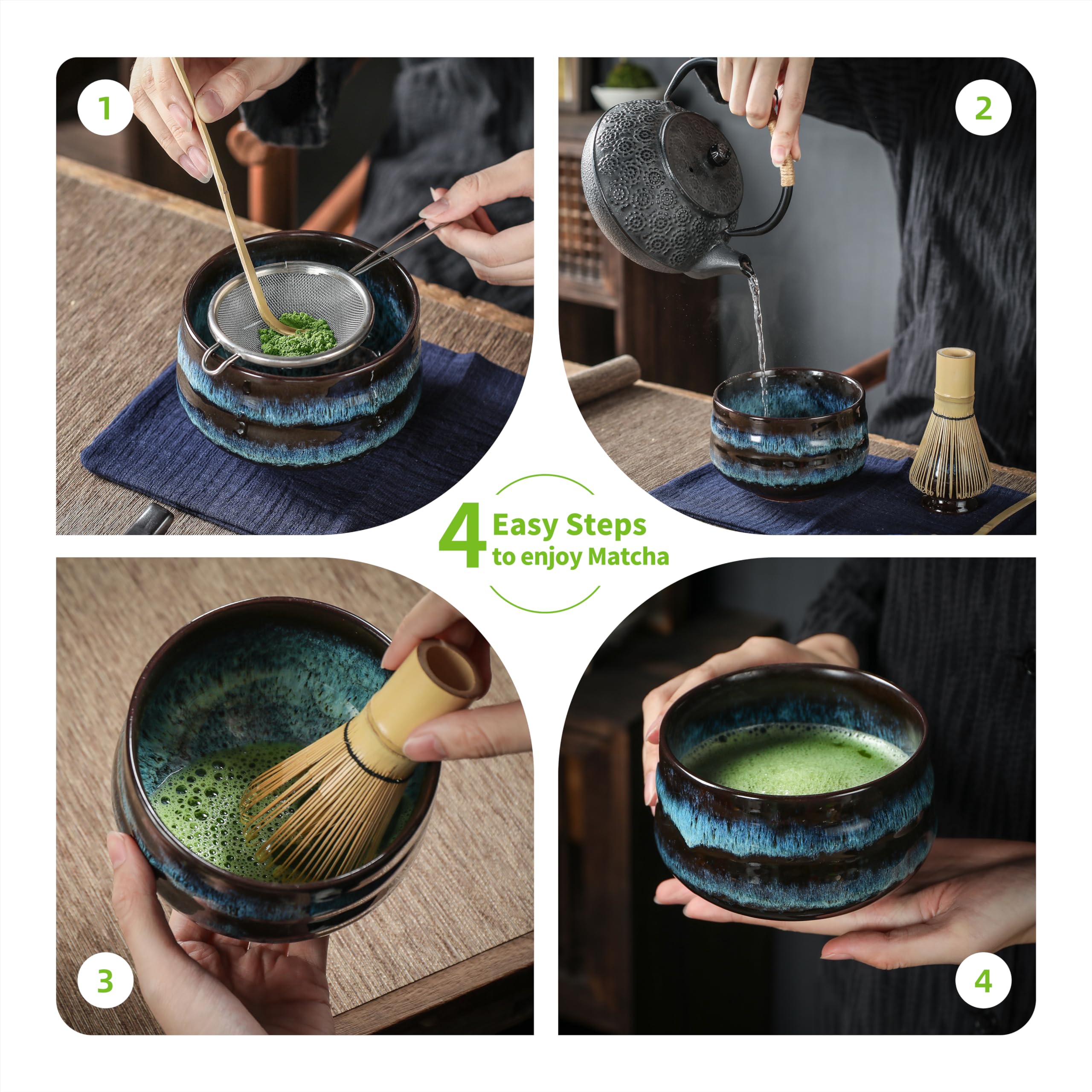 Teanagoo Japanese Matcha Tea Set, Matcha Bowl, Matcha Bamboo Whisk, Scoop, Sifter, Matcha Whisk Holder, Matcha Whisk Stand, Matc