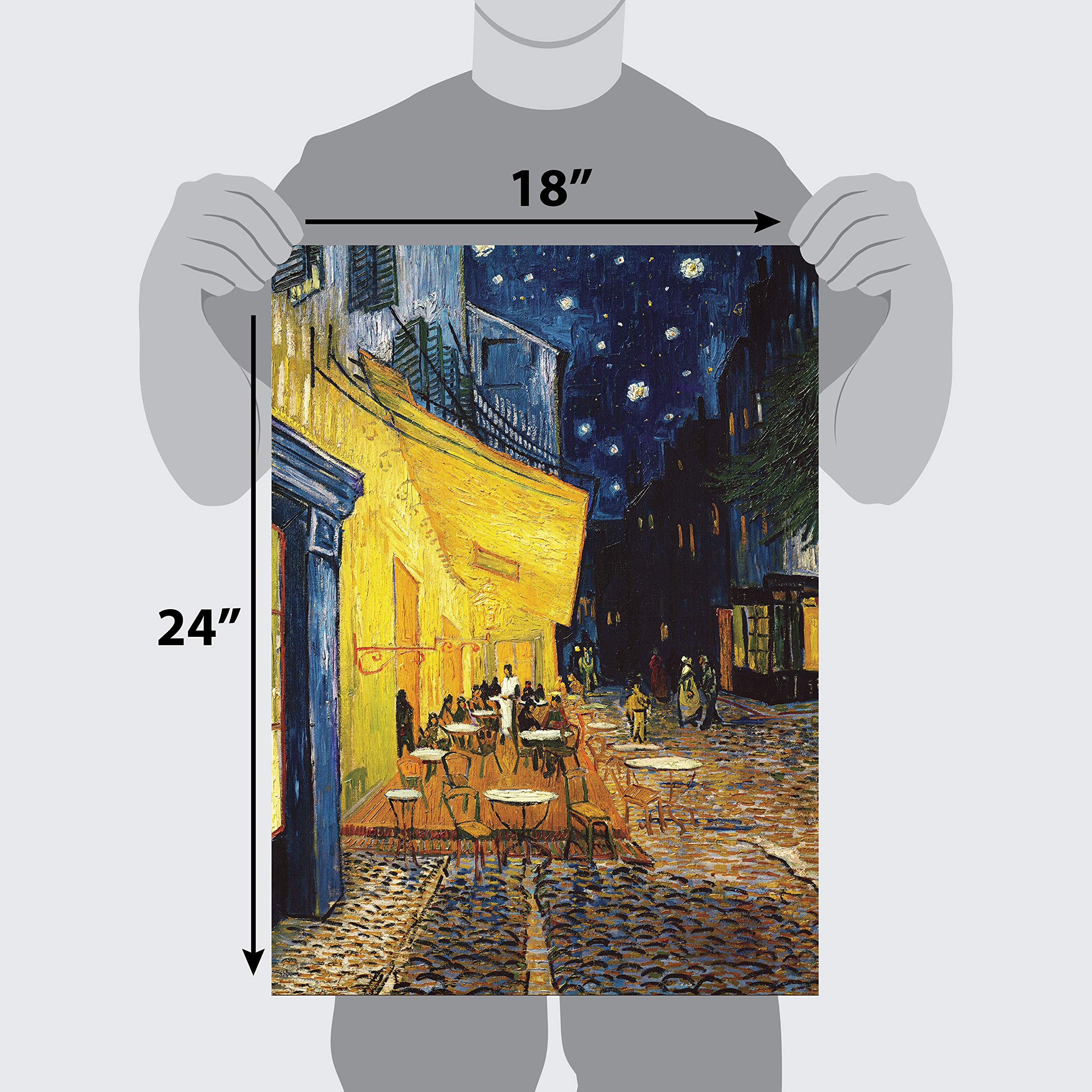3 Pack: Vincent Van Gogh Skeleton + Cafe Terrace at Night + The Old Guitarist by Pablo Picasso Poster Set - Set of 3 Fine Art Prints (LAMINATED  18'' x 24'')