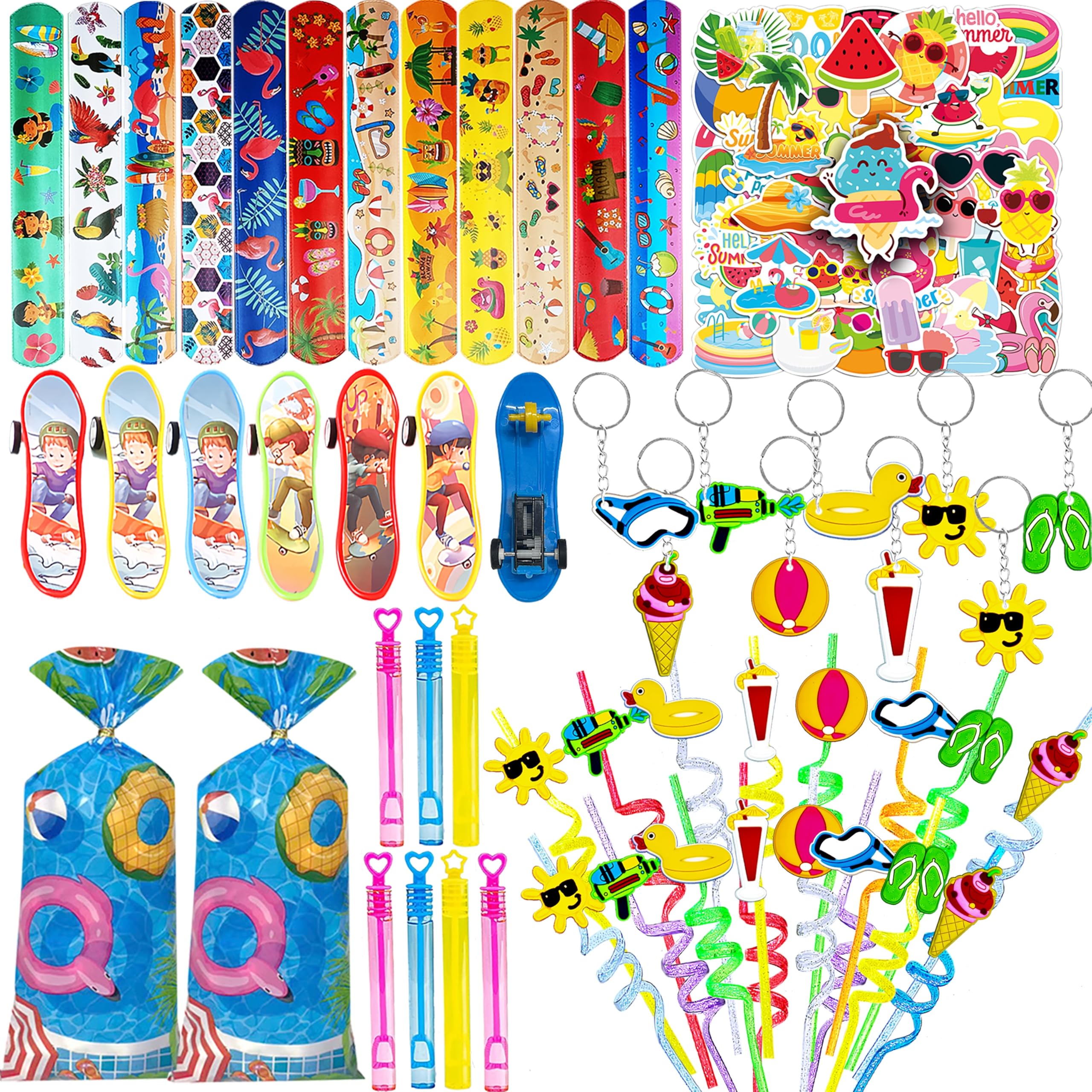 CHOOHC 122 pcs Beach Party Favors Tropical Swimming Pool Party Favors Summer Party Decorations Pool Gift Bag for Beach Party Bir