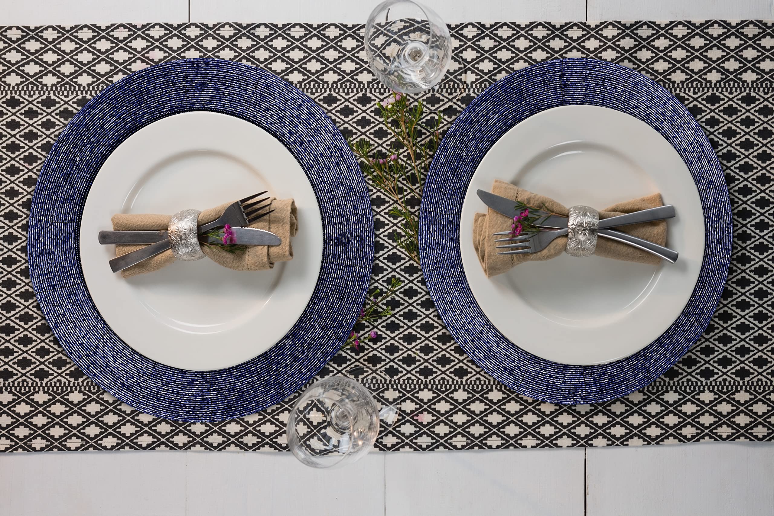 Lightnpro Round Placemat, Navy Placemat, Boho Placemat, Holiday Placemat, Navy Charger Plate, Thanksgiving Charger Plate For Fal