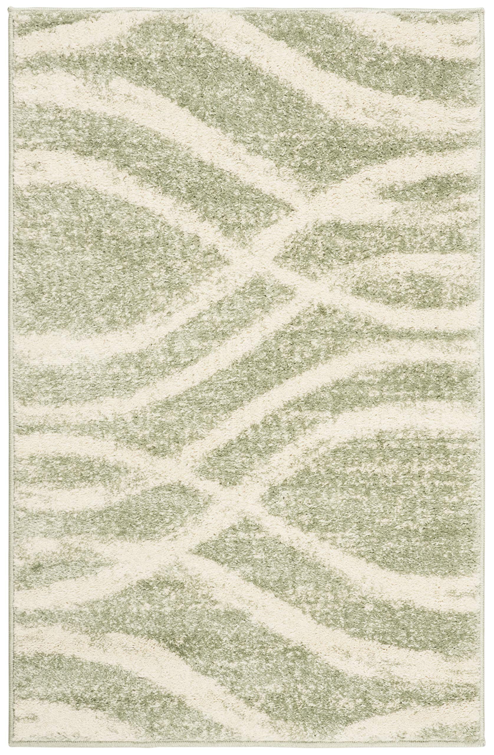 SAFAVIEH Adirondack Collection Accent Rug - 26 x 4, Sage & Cream, Modern Wave Distressed Design, Non-Shedding & Easy Care, Ide