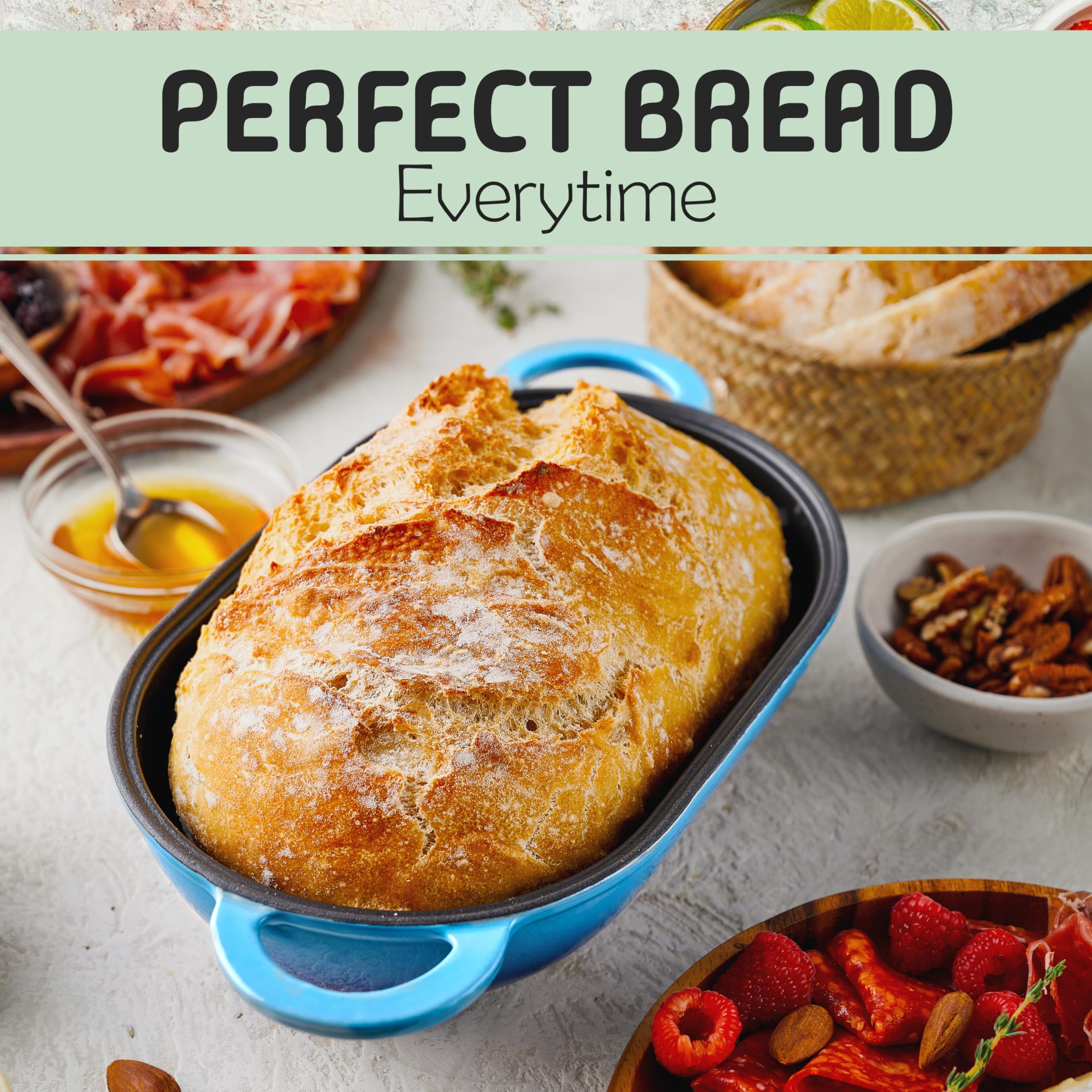 Loafnest: The Original Breadbaking Dutch Oven. 2 Qt Covered Cast Iron Yeast And Sourdough Baker. Non-Toxic Oven-Safe To 500 F [C