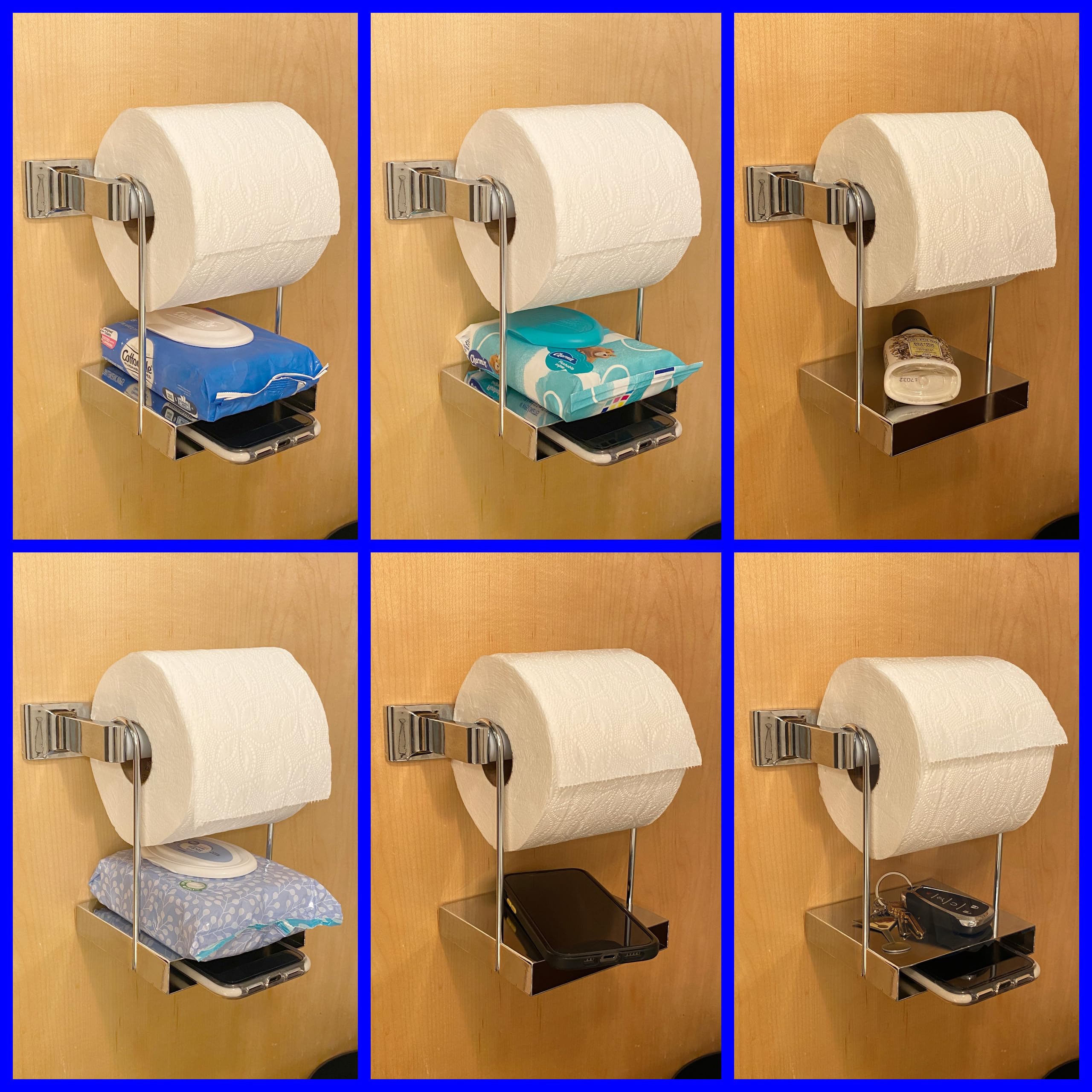Tp Ledge - Multi-Purpose Double Shelf Hangs Below Existing Toilet Paper Holder