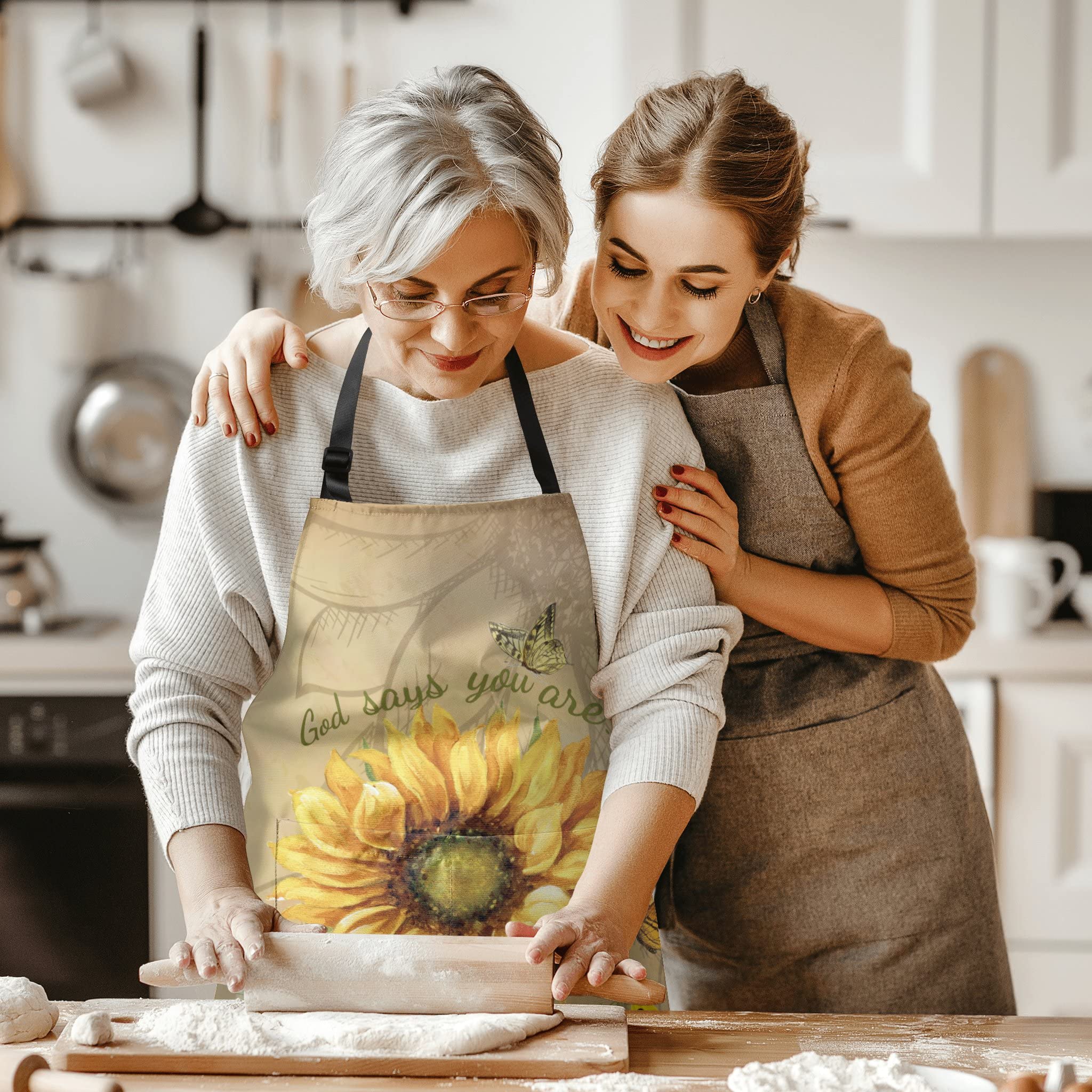 Kiyiyzer Christian Gifts For Women, Inspirational Gifts For Women, Religious Cooking Aprons For Women With 2 Pockets