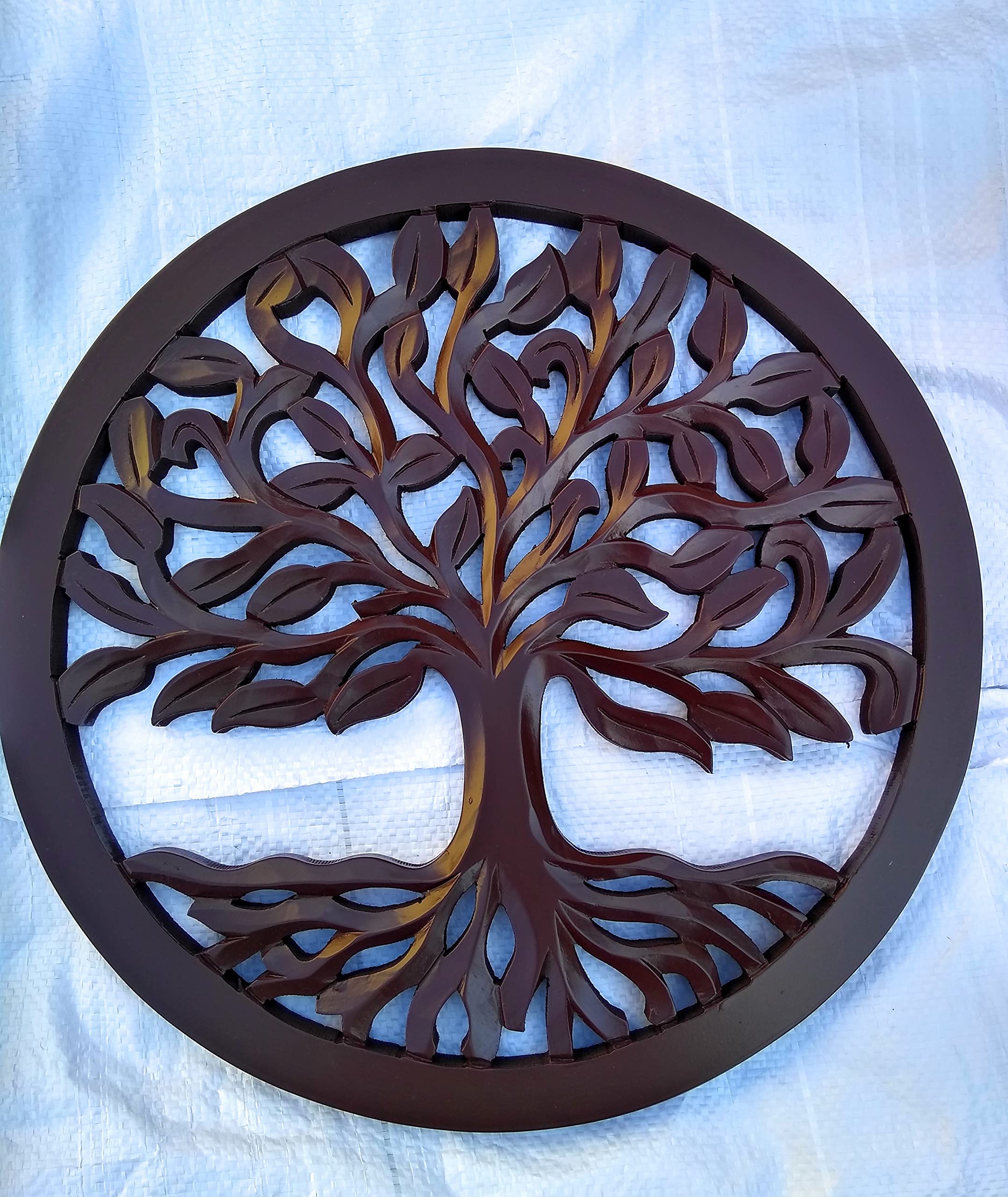 M.A Wooden Wooden Tree Of Life Wall Decor Hanging Art Wooden Brown Tree Of Life Wall Art Panel Indoor And Outdoor Wall Hanging S