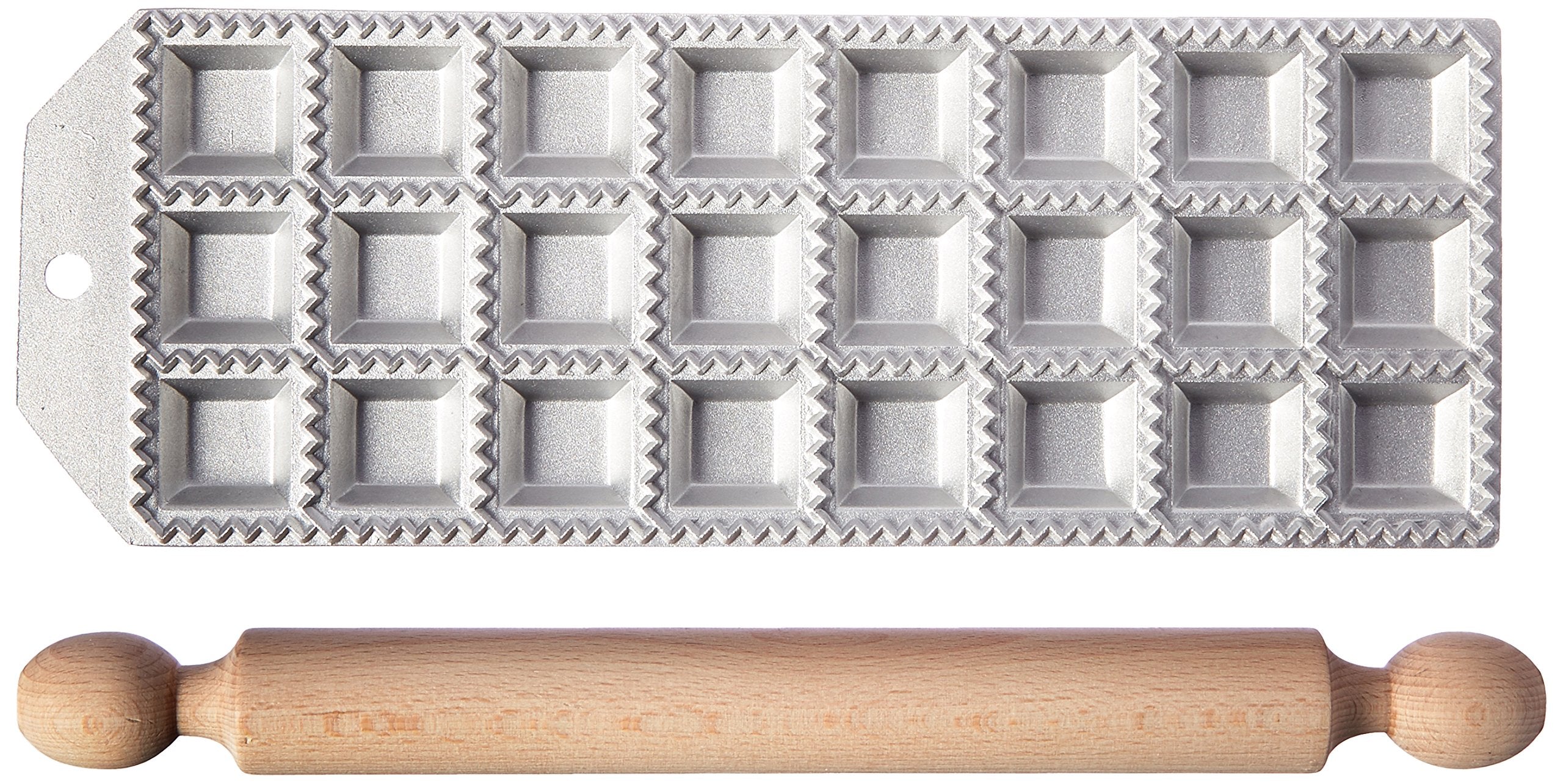 Eppicotispai 24 Holes Aluminum Square Ravioli Maker With Rolling Pin