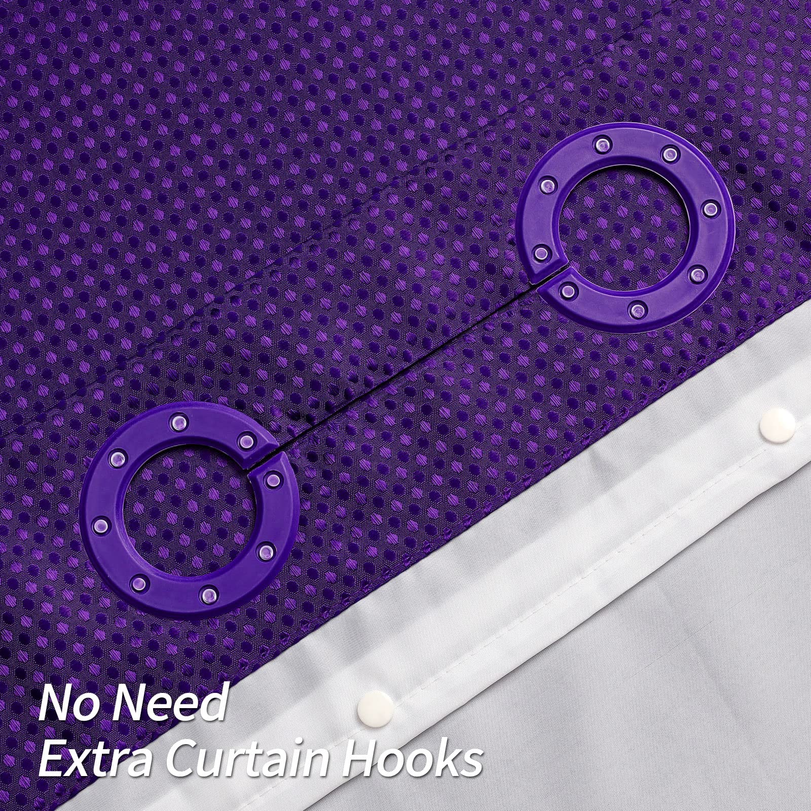 Mitovilla Purple Waffle Long Shower Curtain 72 X 80, No Hooks Required 80 Inch Long Fabric Cloth Shower Curtain Set With Cloth S