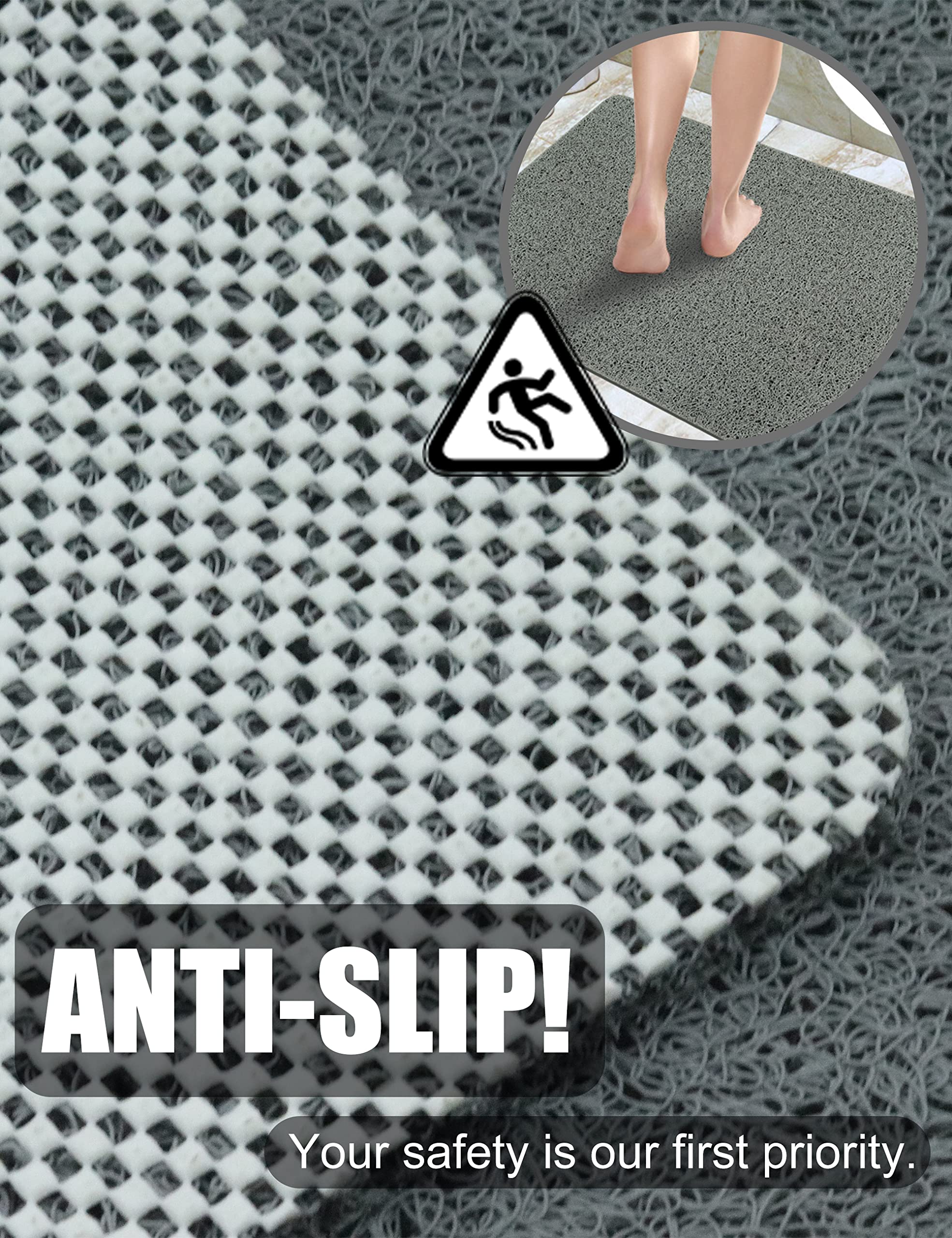 Bathroom Shower Mat Non-Slip Soft Pvc Supportive Textured Quick Drain Loofah Foot Massage Multifunctional Floor Mat For Home & H