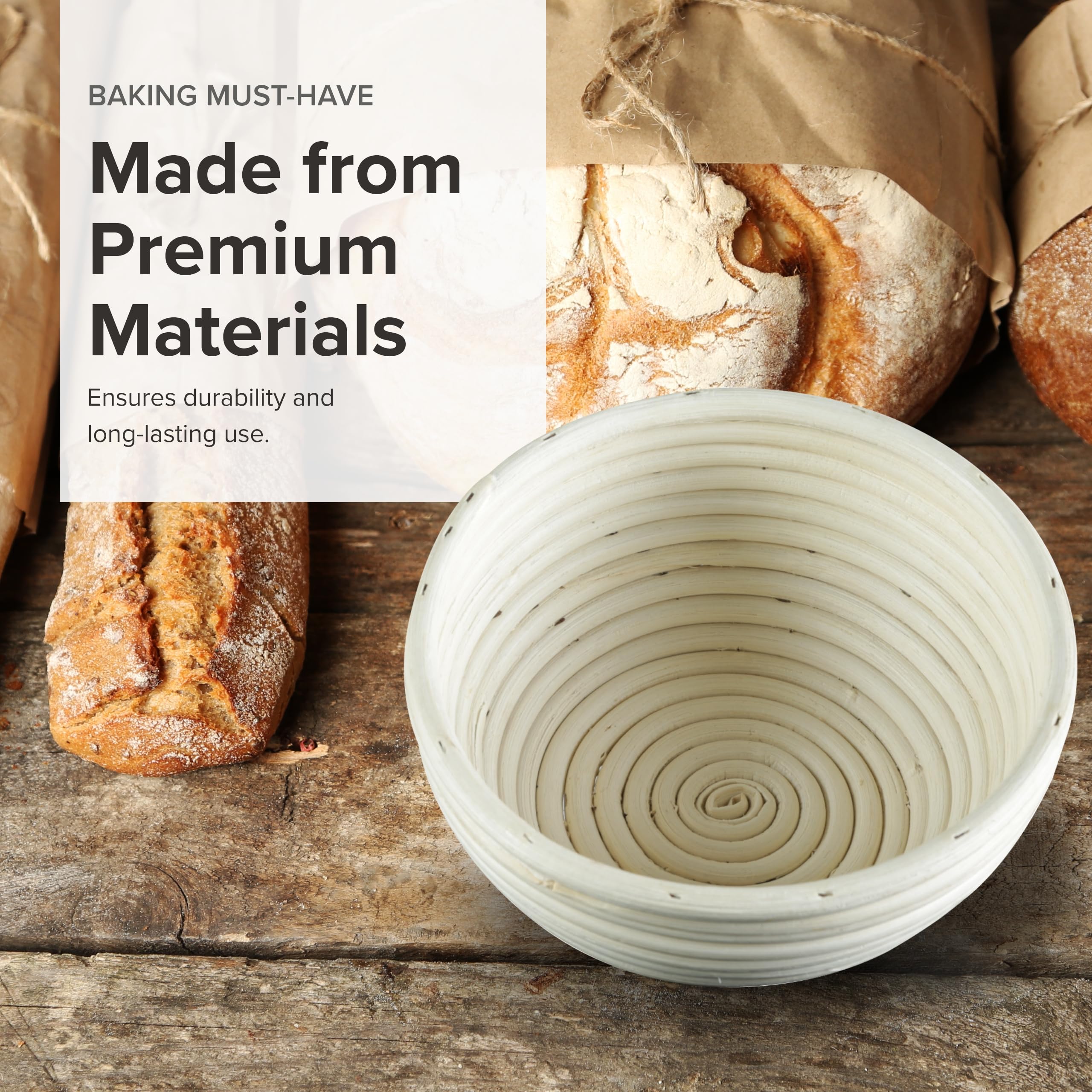 Frieling Round Proofing Basket, Brotform Bread Rising Banneton And Serving Basket, 7-Inch