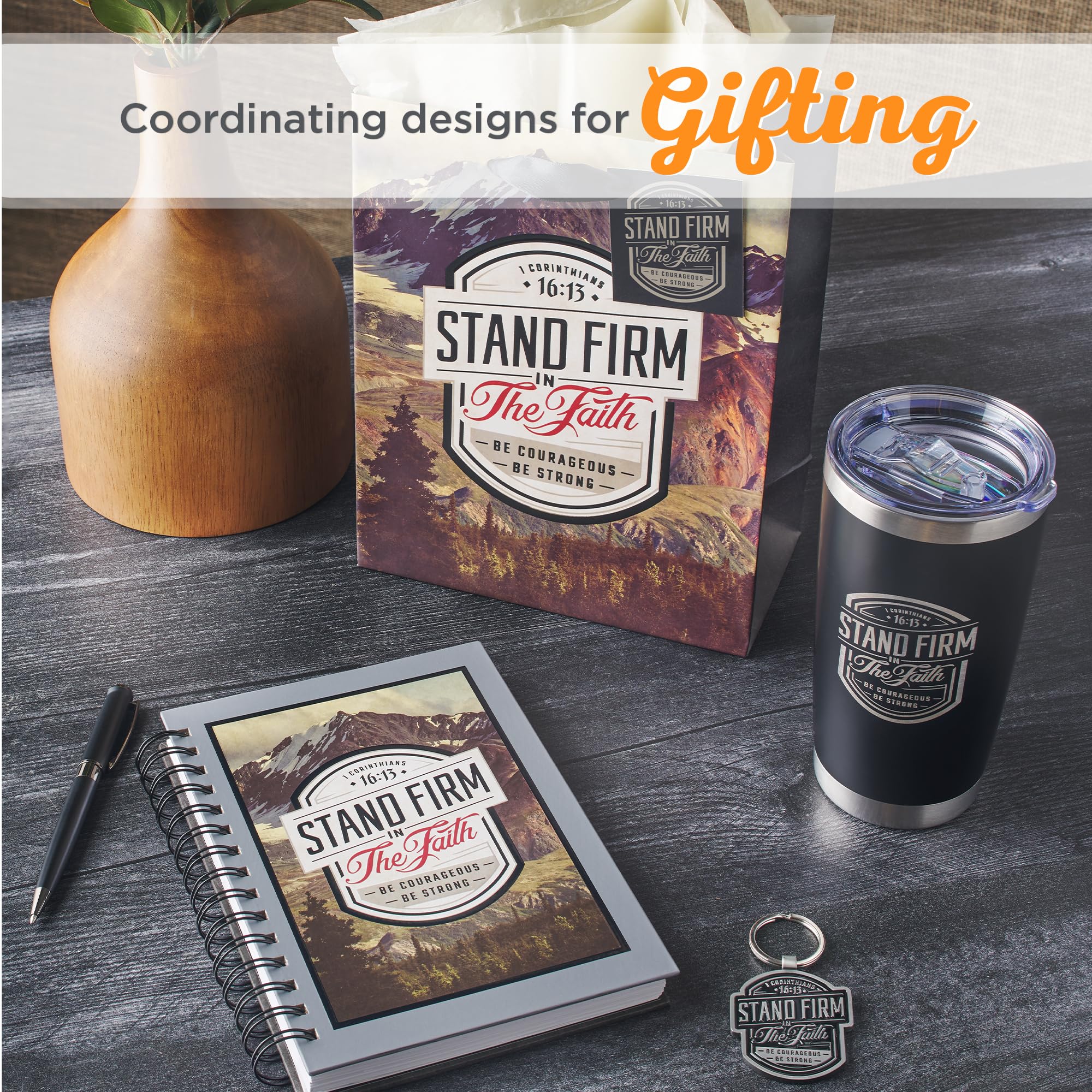 Christian Art Gifts Large Stainless Steel Inspirational Travel Mug Tumbler For Men & Women: Stand Firm Encouraging Bible Verse,