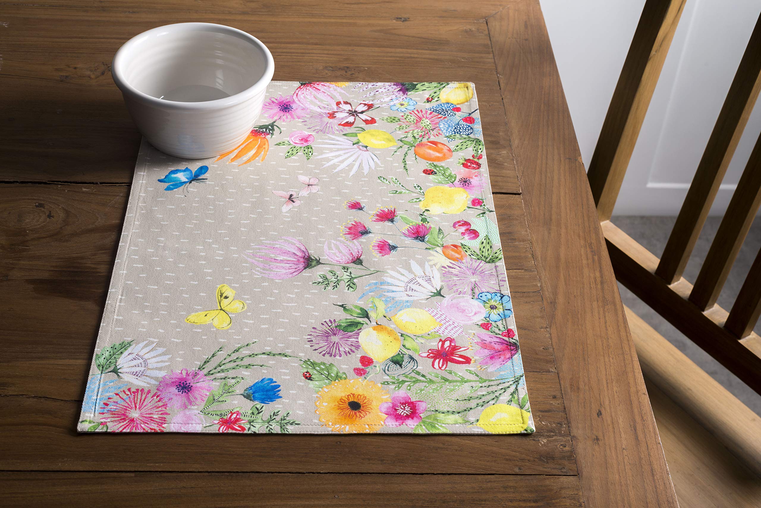 Maison D' Hermine Cloth Placemats 100% Cotton Set Of 4 Decorative Washable Table Placemat, Dining, Holidays, Buffet Parties & We