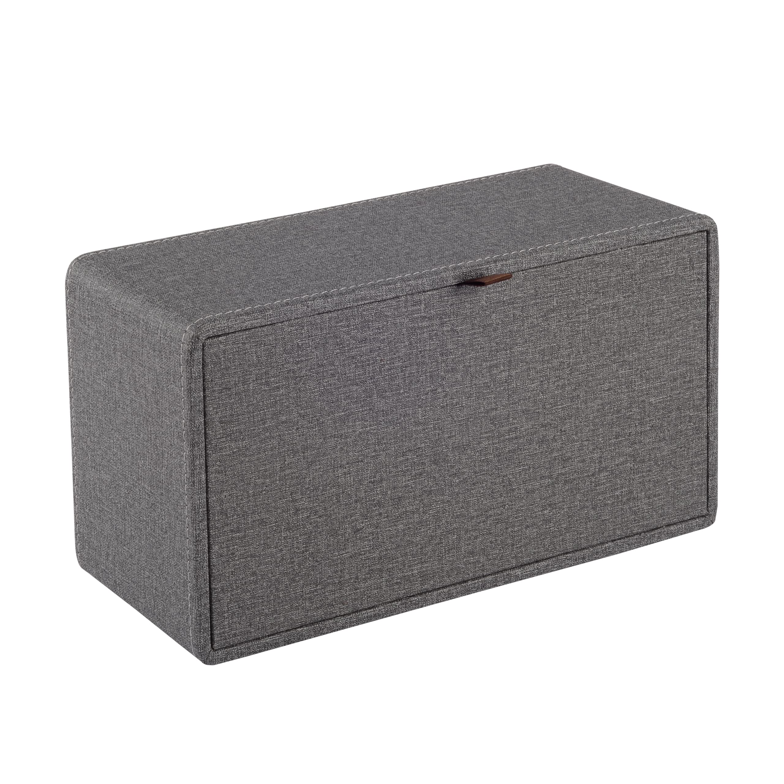 High-end Leather Tissue Box Holder Two Color Matching Rounded Rectangle Napkin Pumping Paper Case Dispenser  Facial for Home Bathroom Dresser Office Automotive Decoration (Gray)