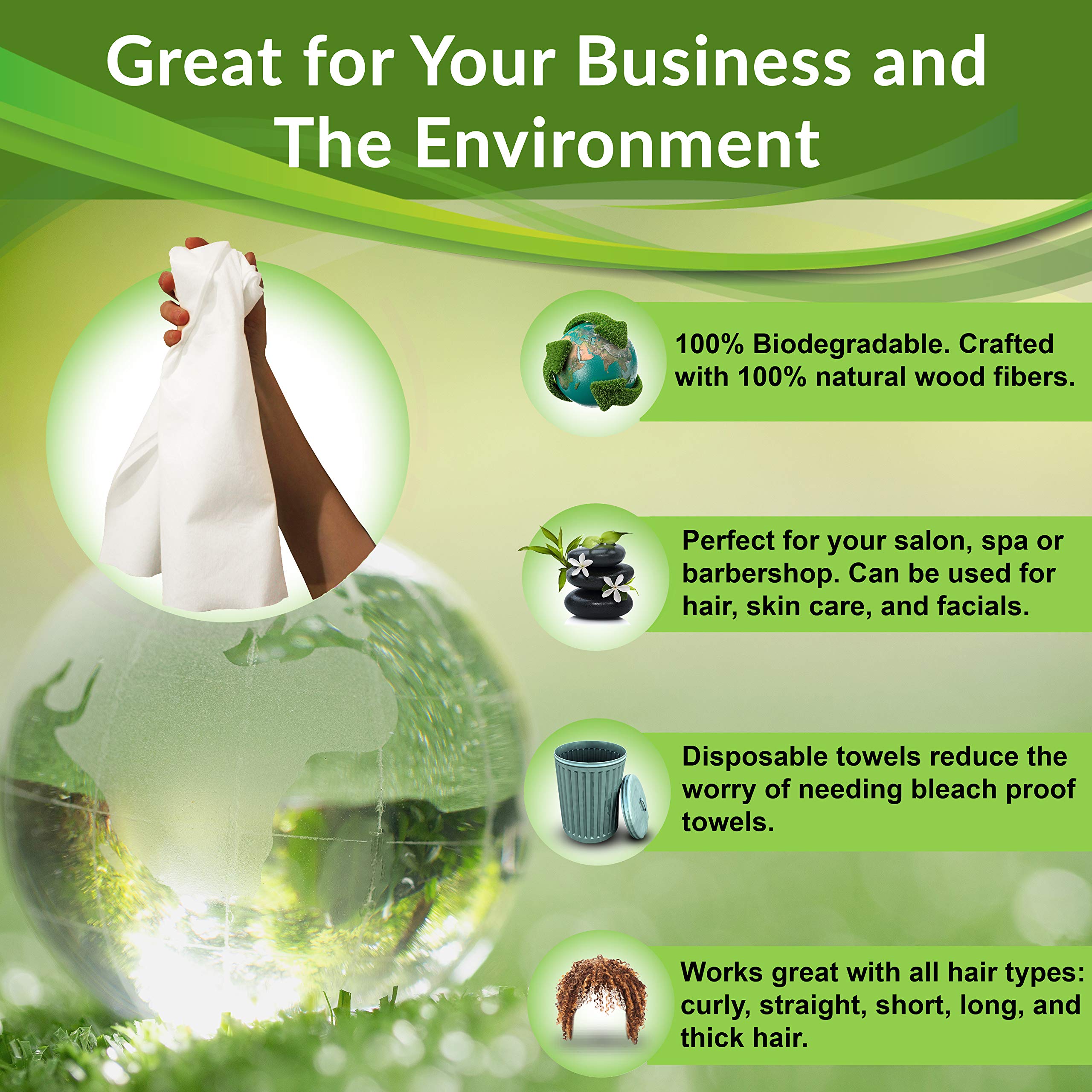 FRAMAR Disposable Towels for Salon, Hair Towels for Women, Salon Towels Bleach Safe White Spa Towels for Hair Drying Towel, Whit