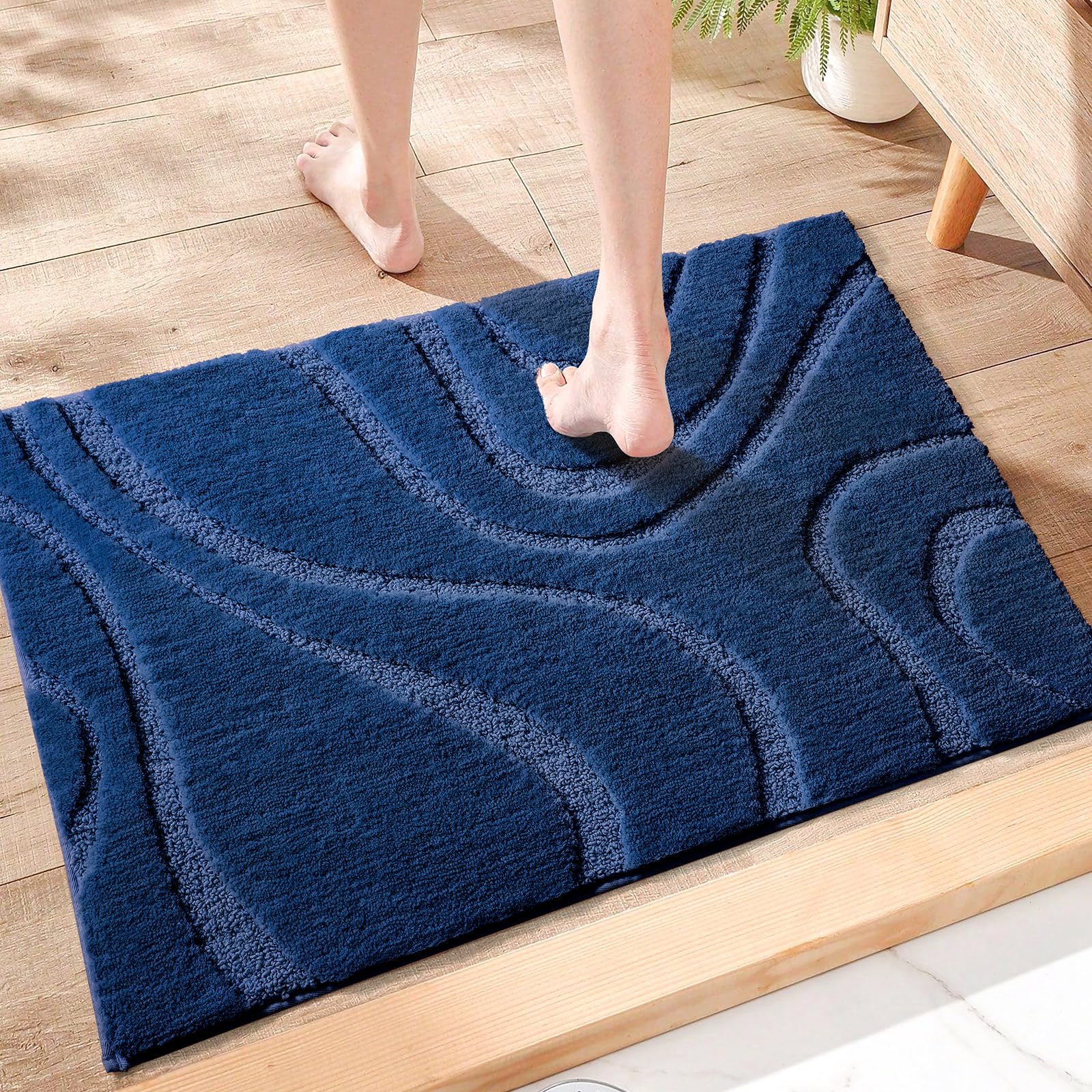 Dexde Bathroom Rugs Mat, Soft Plush Shaggy Microfiber Bath Rug, Non Slip Bath Mats For Bathroom Floor, Machine Washable Absorben