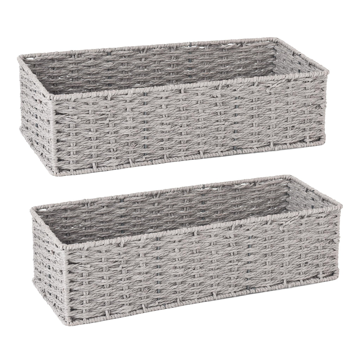 Storageworks Toilet Basket Tank Topper, Toilet Paper Basket For Bathroom, Round Paper Rope Storage Basket For Toilet Tank Top, B